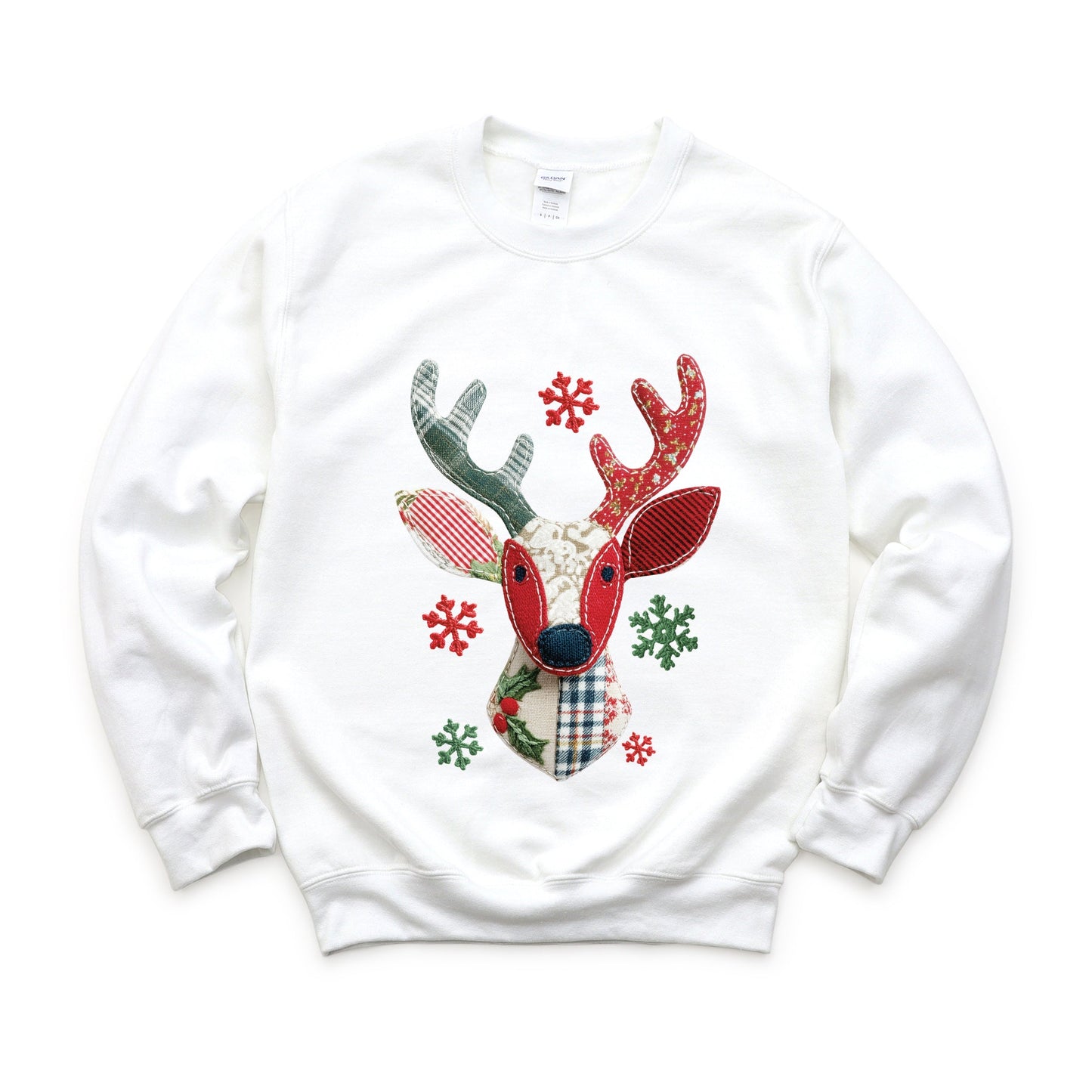 Reindeer Patchwork Print -  Women's Sweatshirt