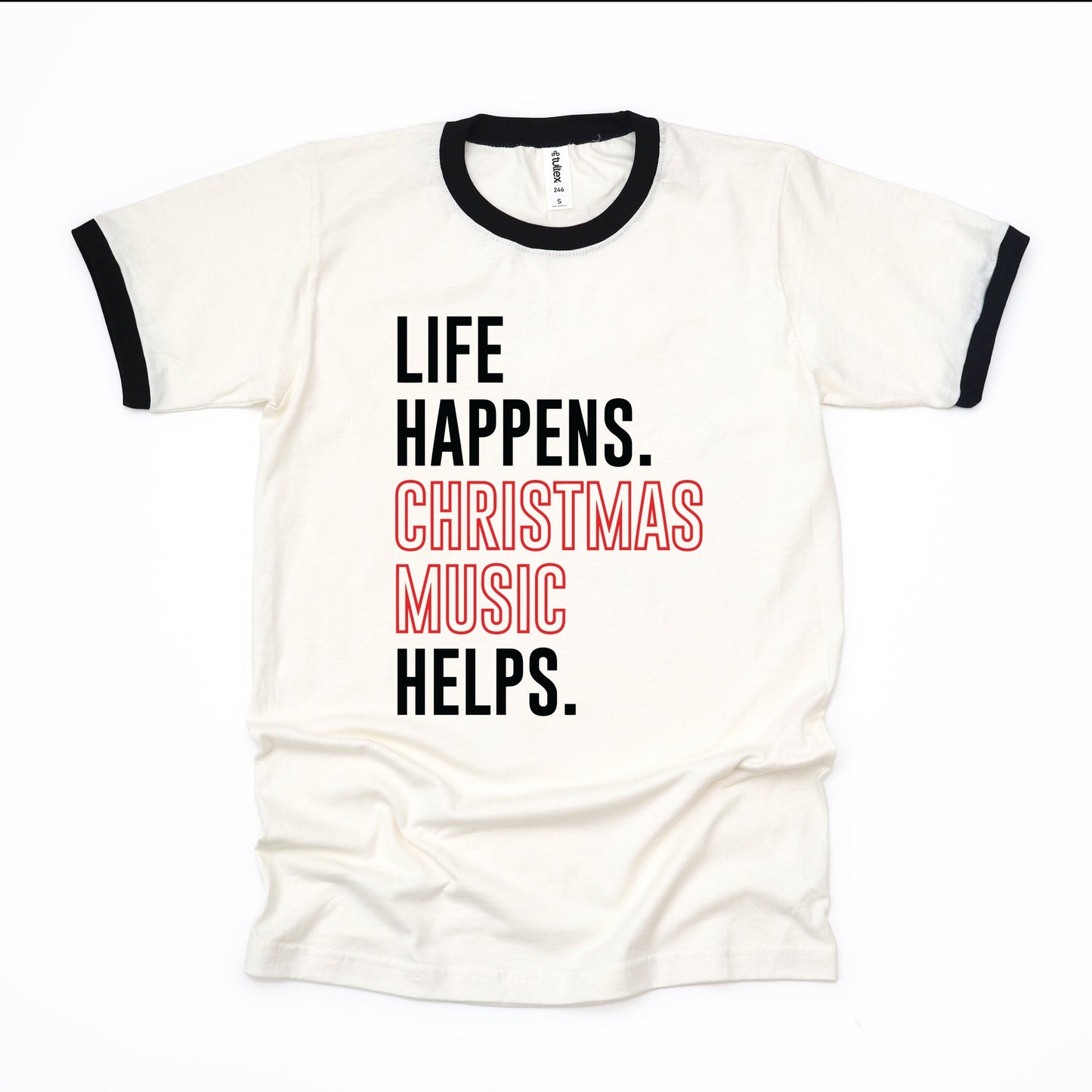 Christmas Music Helps - Women's Ringer Graphic T-Shirt