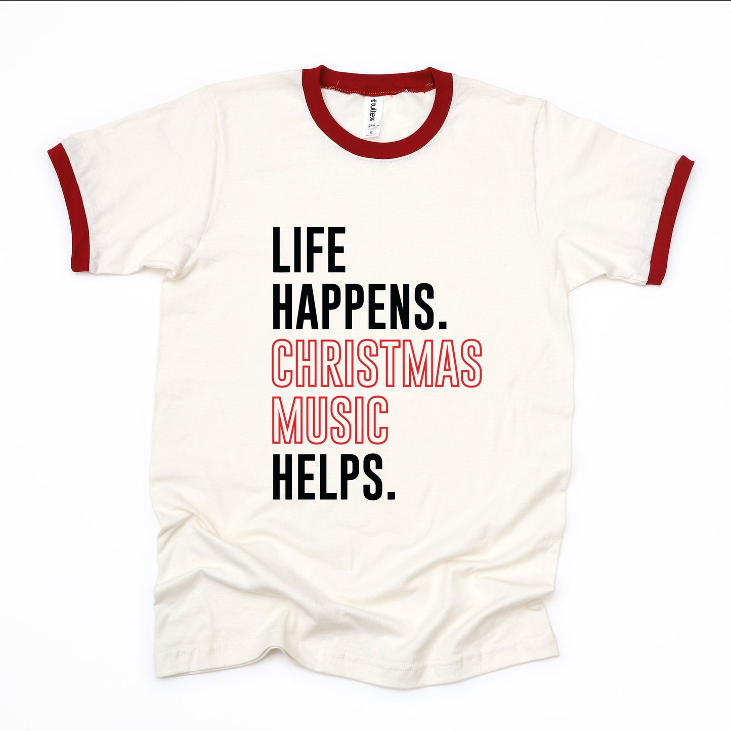Christmas Music Helps - Women's Ringer Graphic T-Shirt