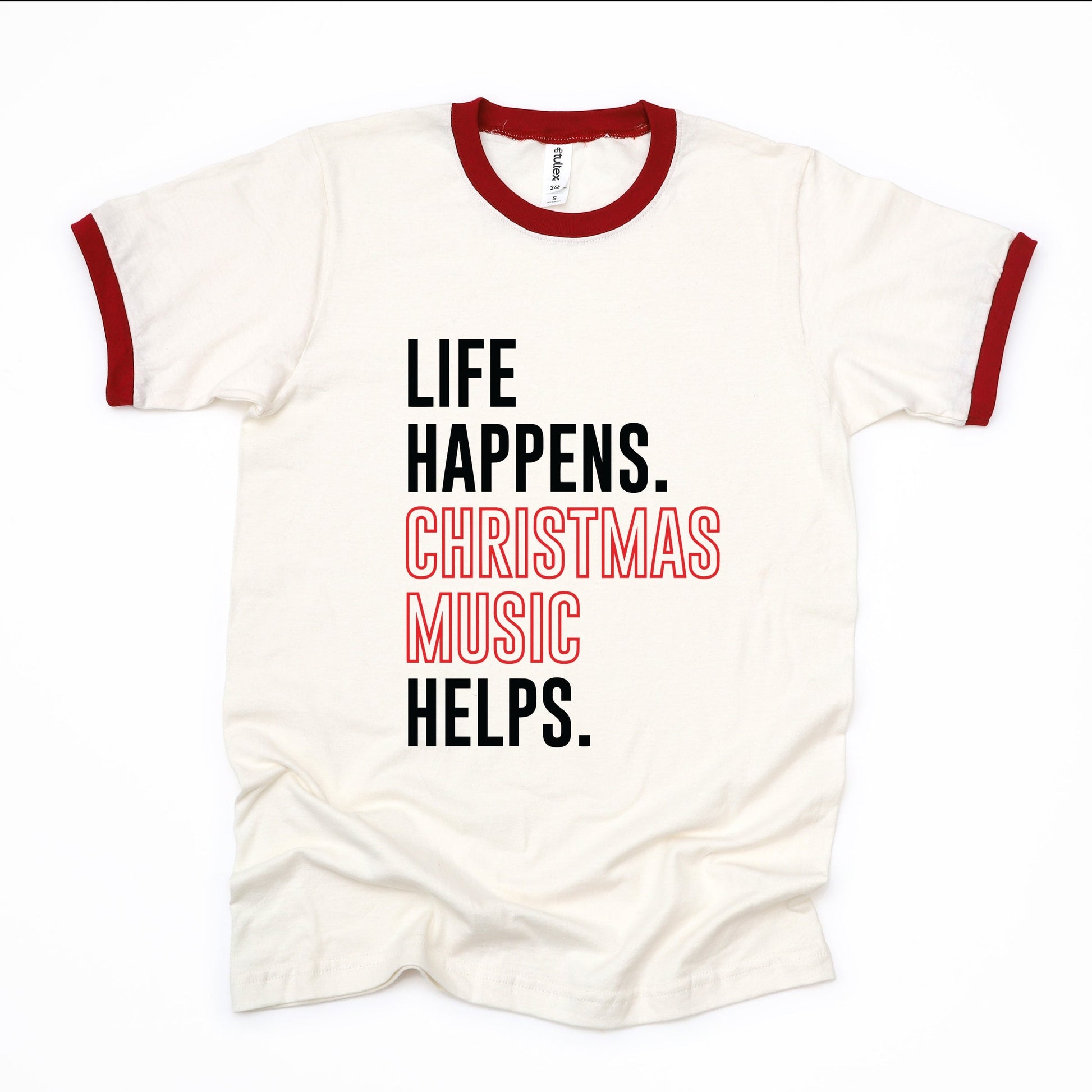Christmas Music Helps - Women's Ringer Graphic T-Shirt