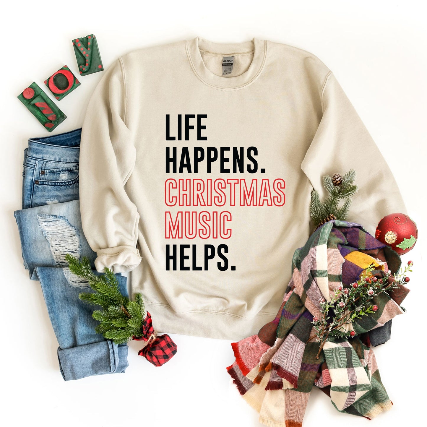 Christmas Music Helps - Women's Graphic Sweatshirt