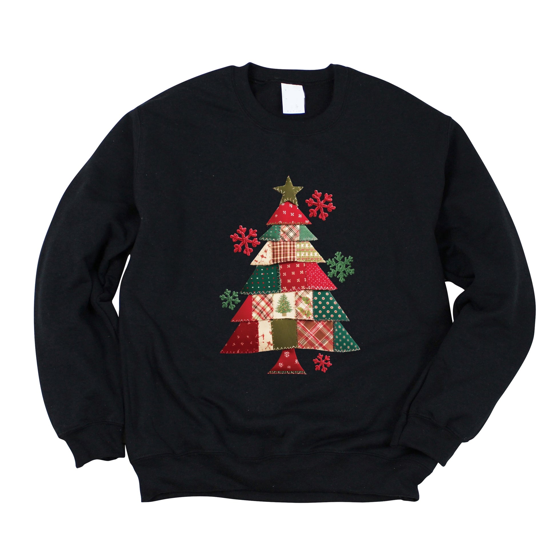 Christmas Tree Patchwork Print - Women's Graphic Sweatshirt