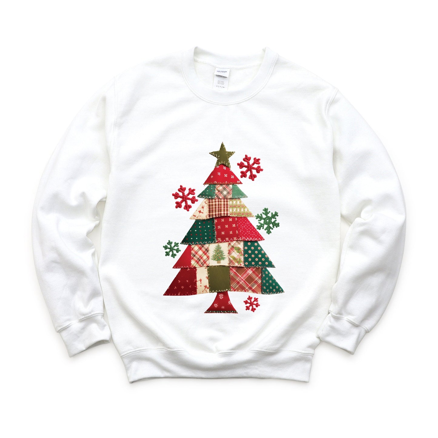 Christmas Tree Patchwork Print - Women's Graphic Sweatshirt