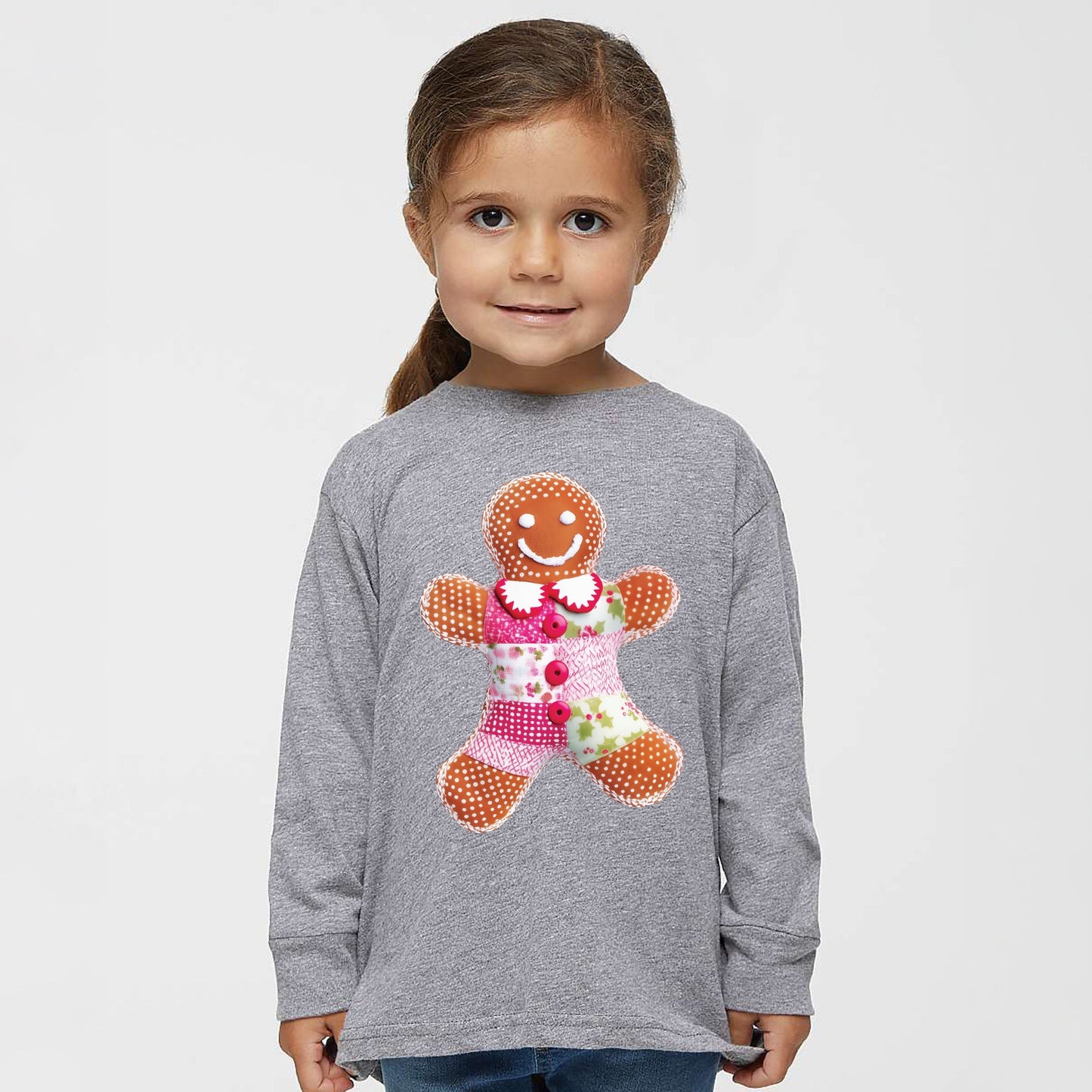 Gingerbread Polka Dot Patchwork Print - Toddler Long Sleeve Graphic Tee