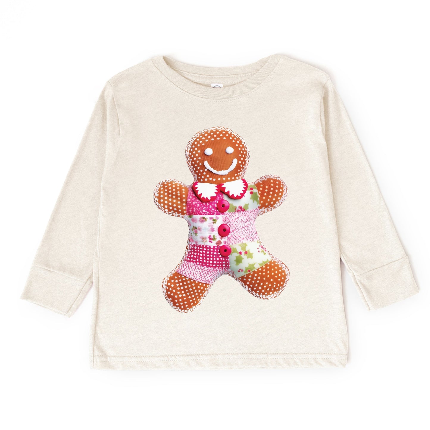 Gingerbread Polka Dot Patchwork Print - Toddler Long Sleeve Graphic Tee