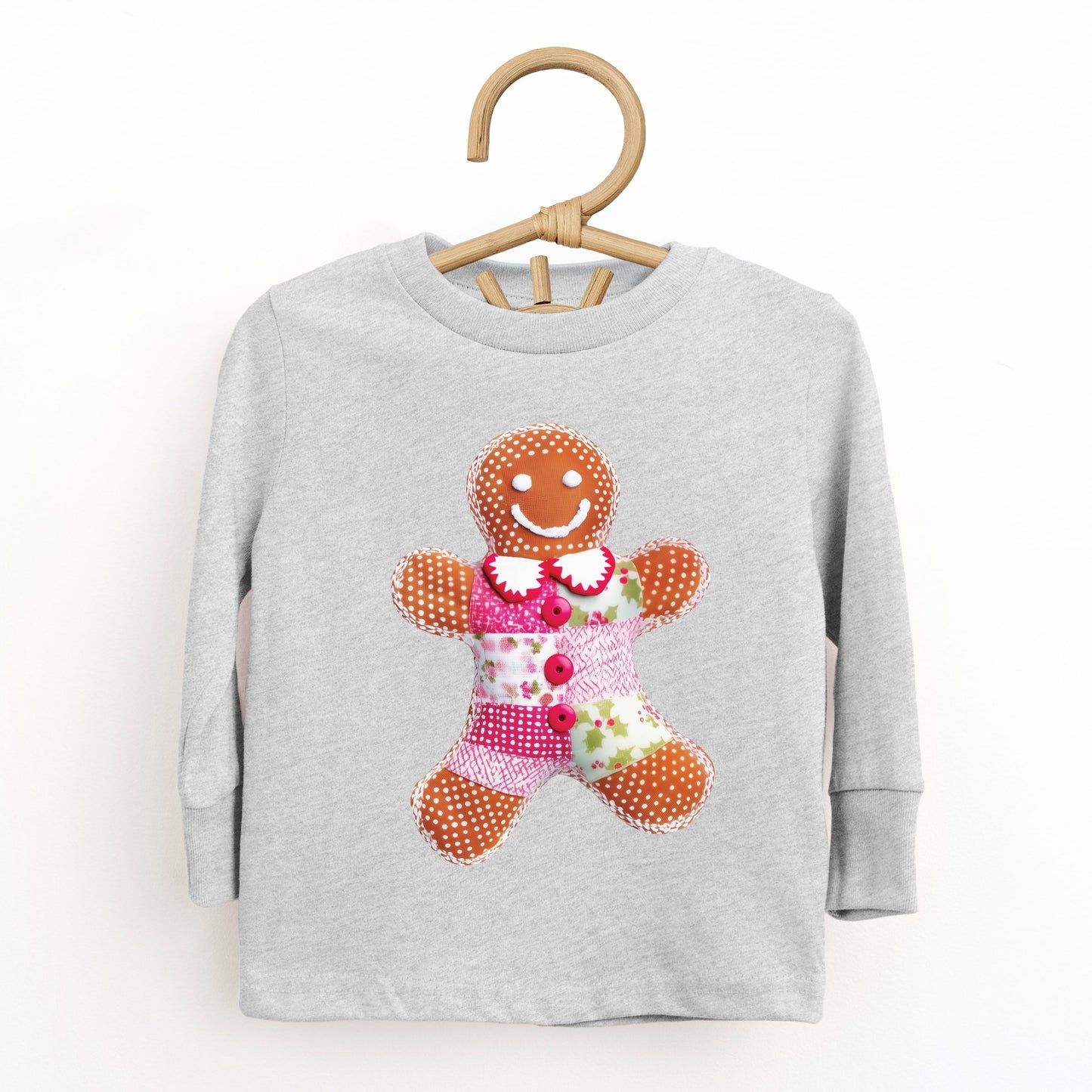 Gingerbread Polka Dot Patchwork Print - Toddler Long Sleeve Graphic Tee