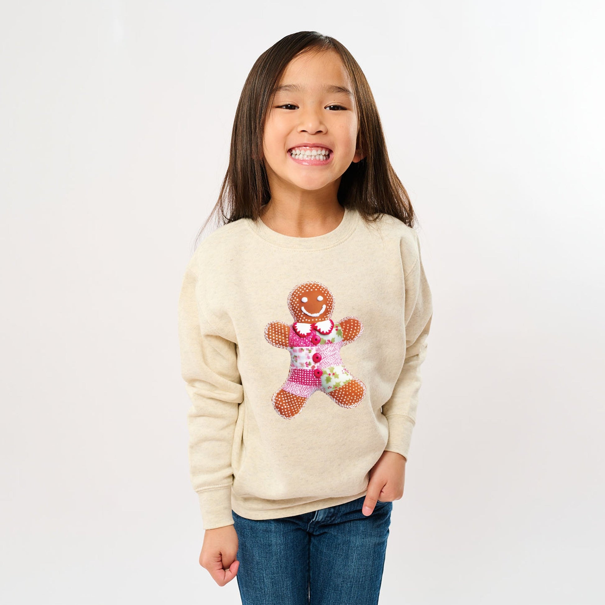 Gingerbread Polka Dot Patchwork Print - Youth Graphic Sweatshirt