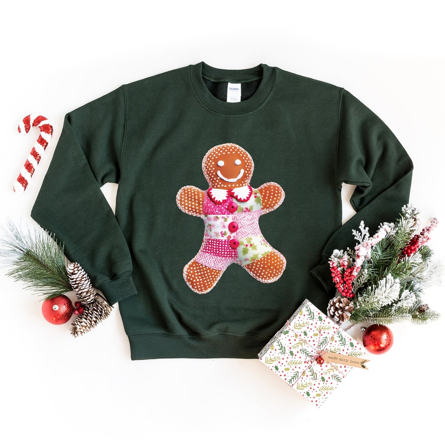 Gingerbread Polka Dot Patchwork Print - Women's Graphic Sweatshirt