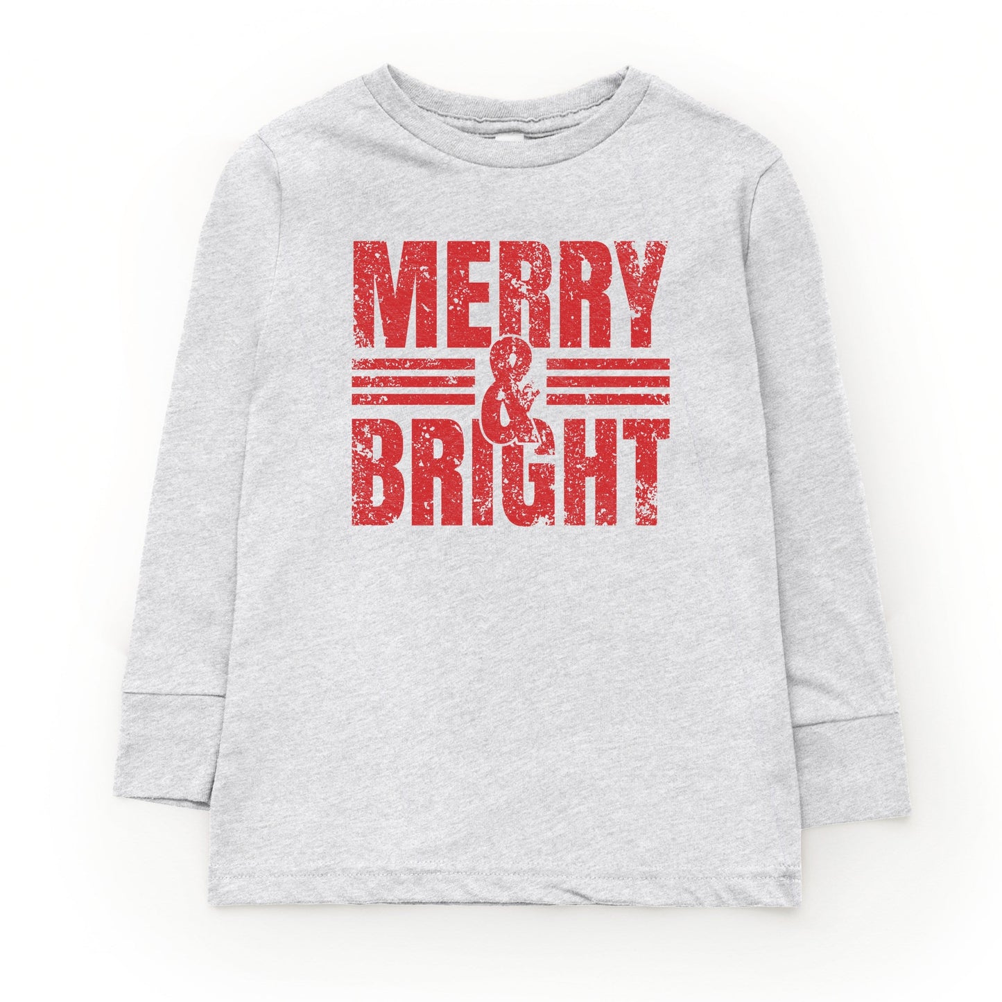 Merry & Bright Distressed - Youth Long Sleeve Graphic T-Shirt