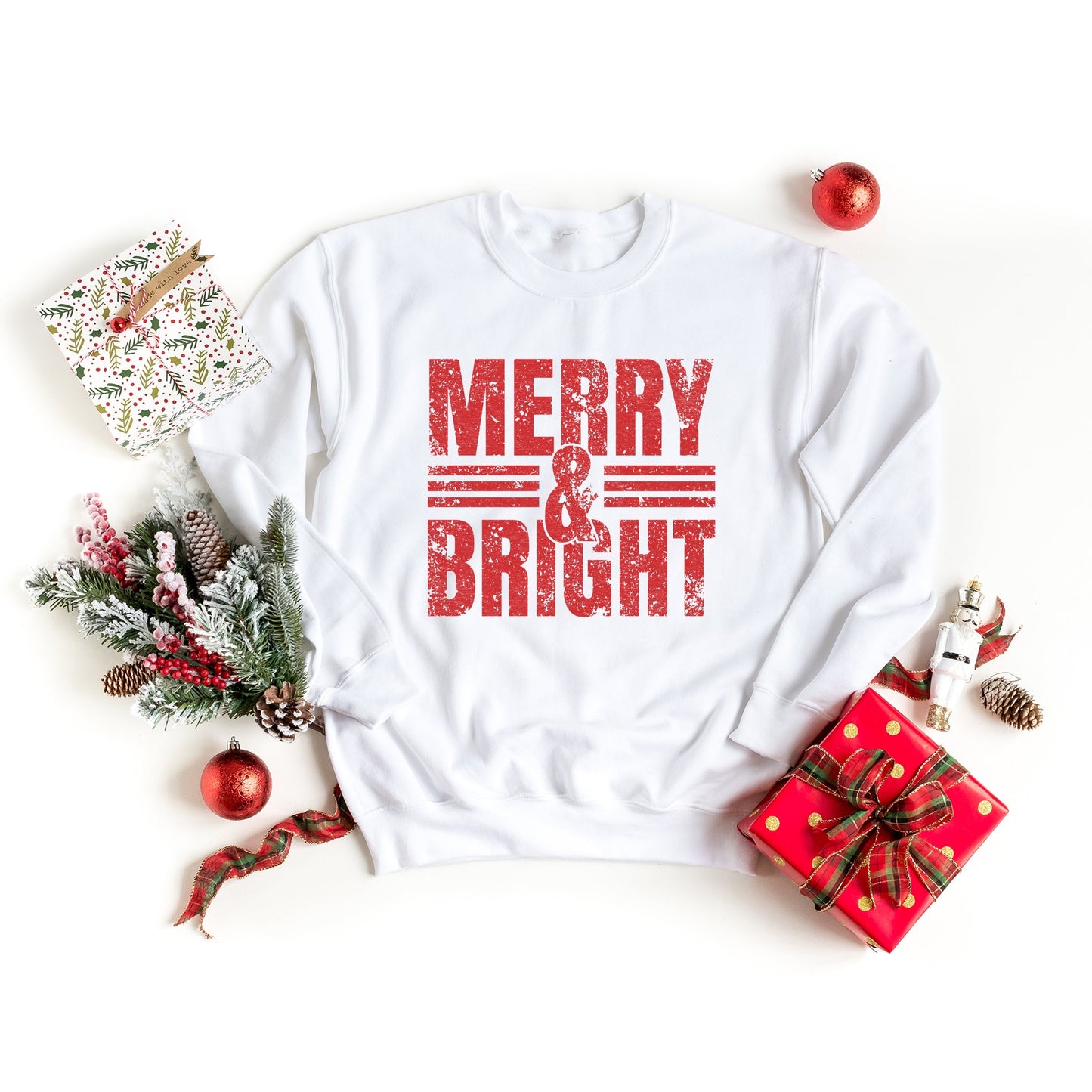 Merry & Bright Distressed - Women's Graphic Sweatshirt