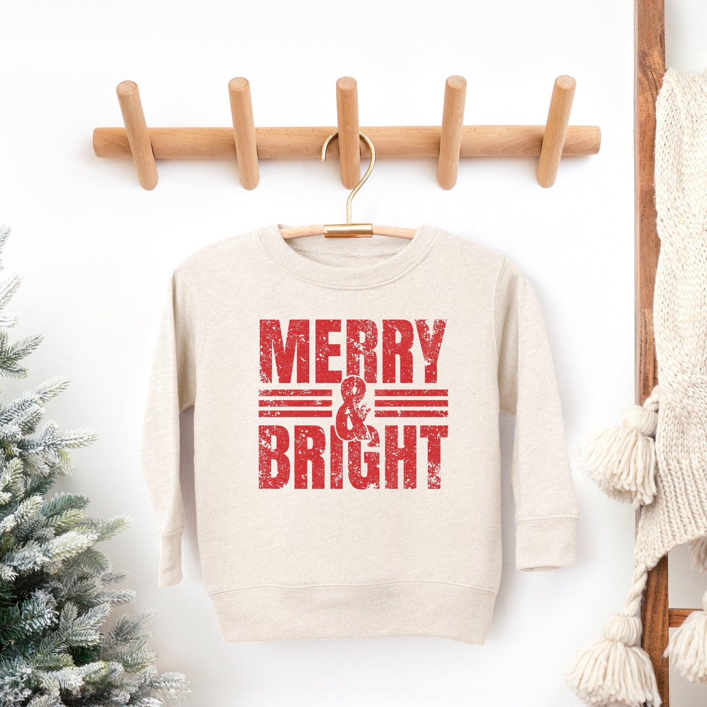 Merry & Bright Distressed - Toddler Graphic Sweatshirt