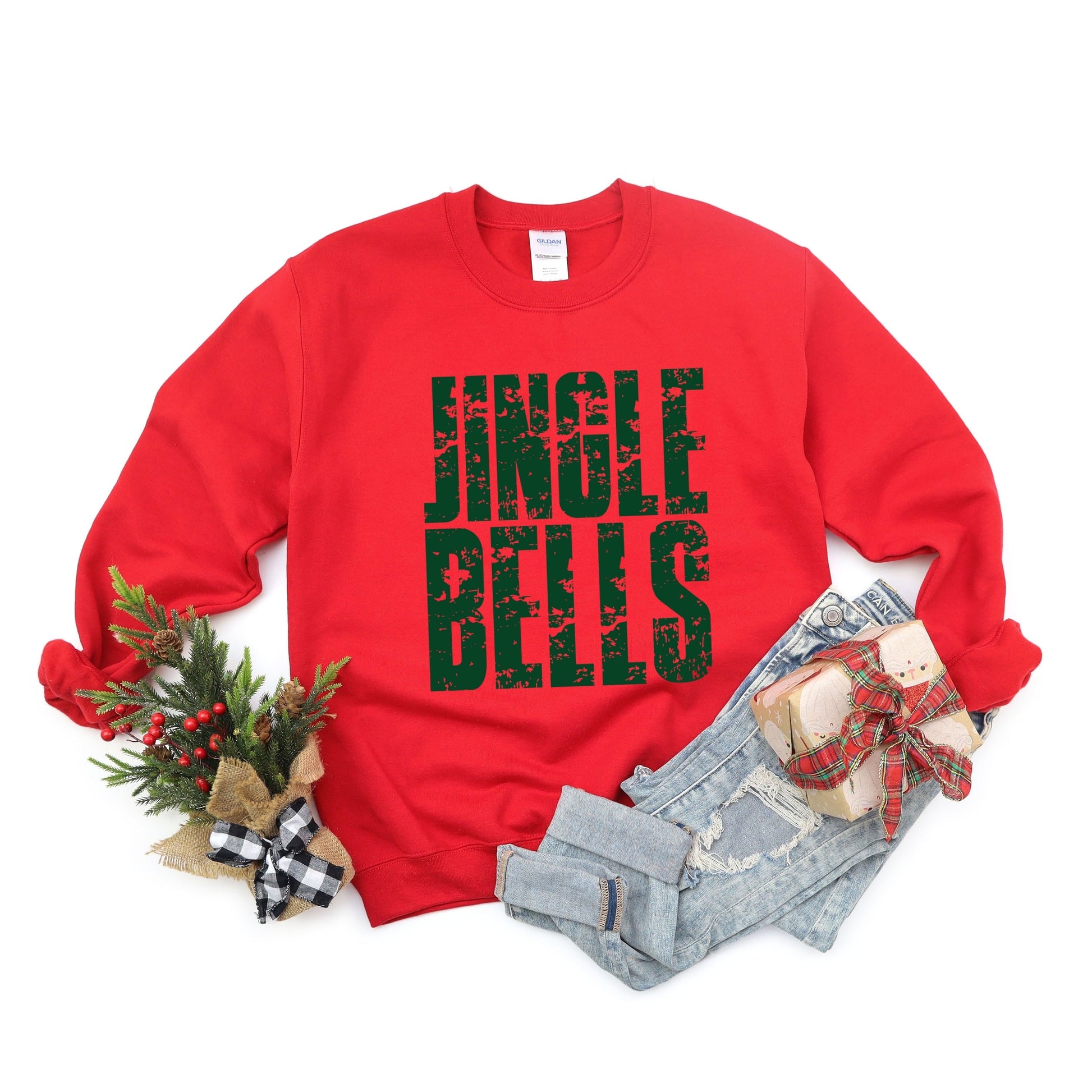 Jingle Bells Block Distressed - Women's Graphic Sweatshirt