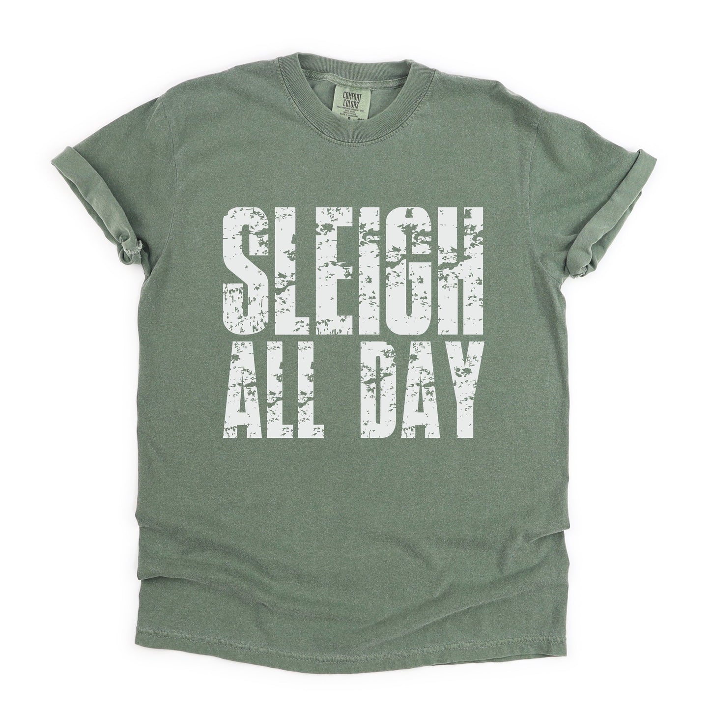 Sleigh All Day Block Distressed - Women's Garment Dyed Graphic T-Shirt