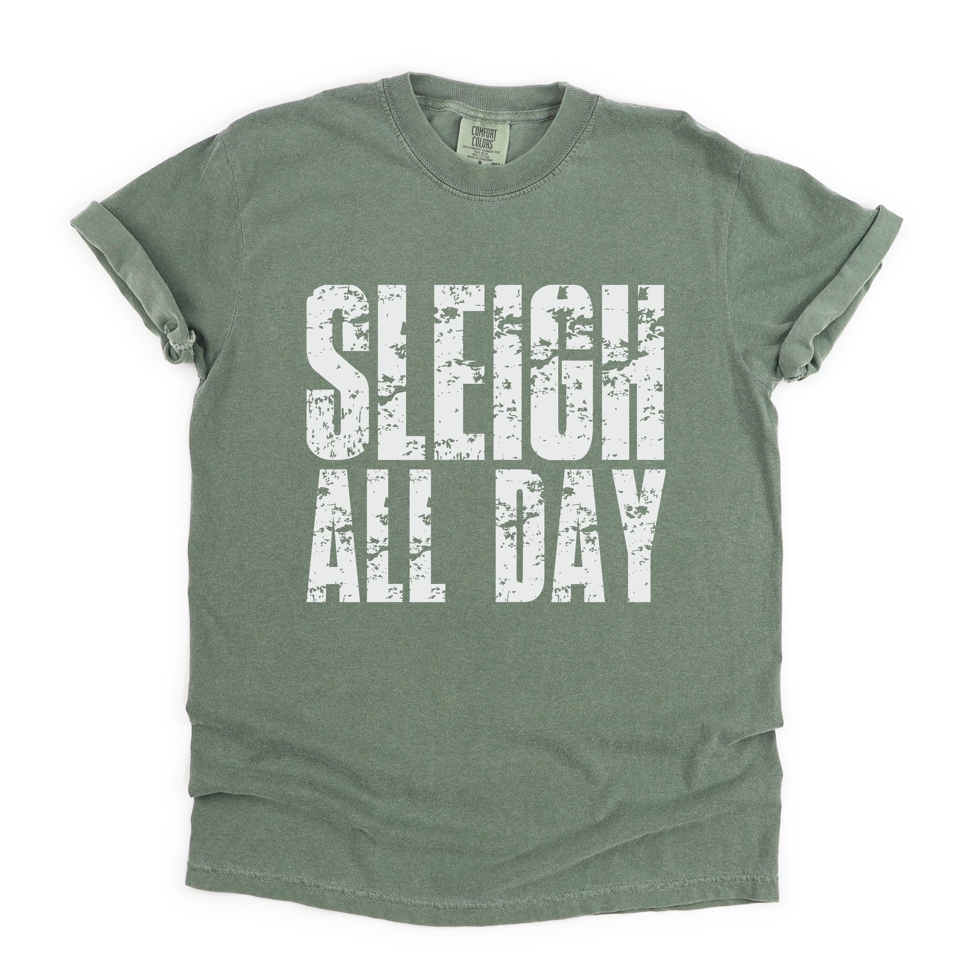Sleigh All Day Block Distressed - Women's Garment Dyed Graphic T-Shirt