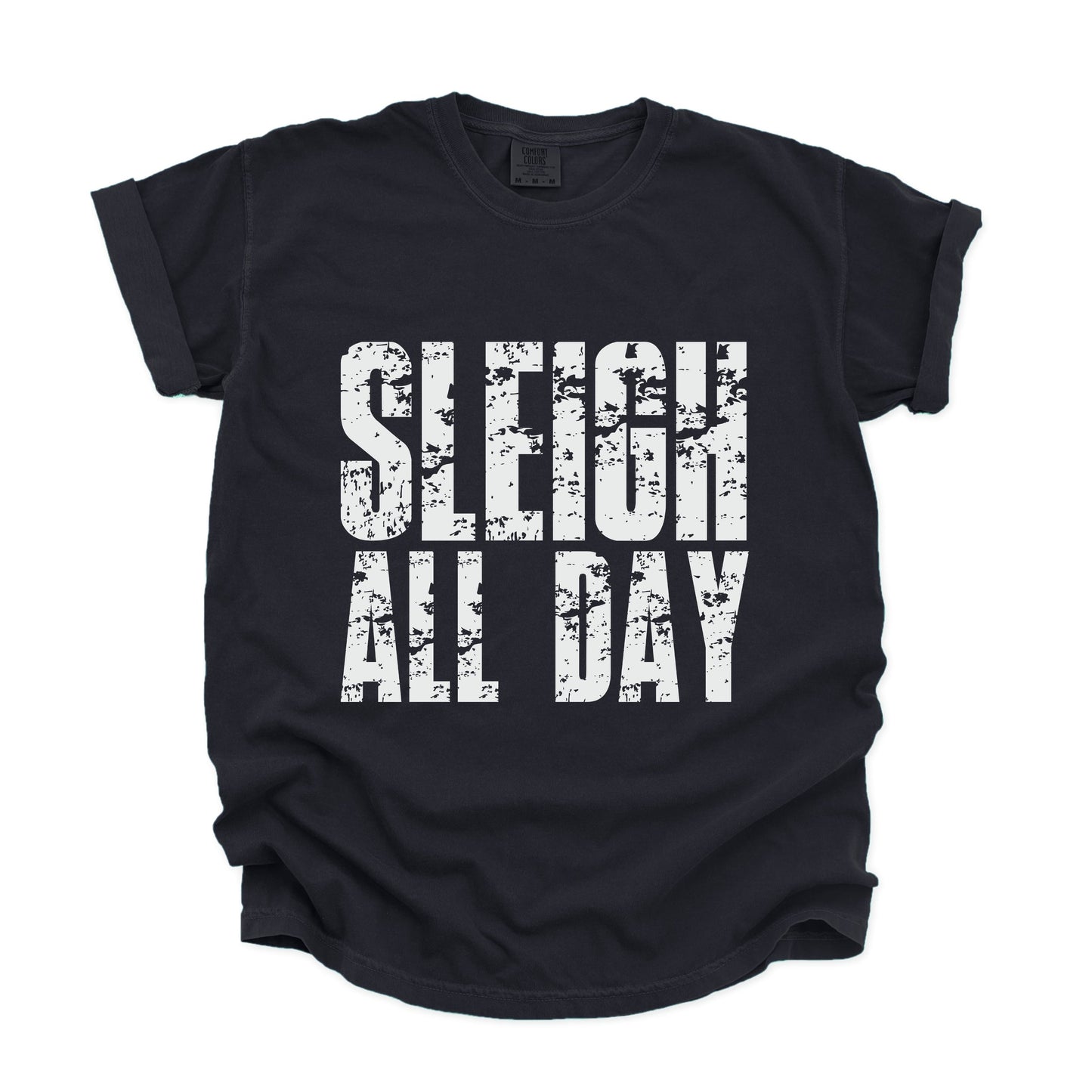 Sleigh All Day Block Distressed - Women's Garment Dyed Graphic T-Shirt