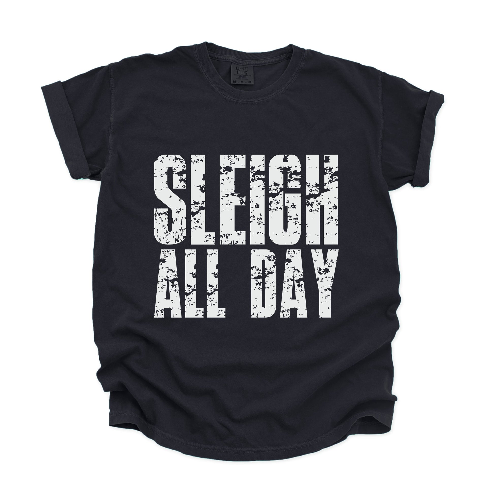 Sleigh All Day Block Distressed - Women's Garment Dyed Graphic T-Shirt