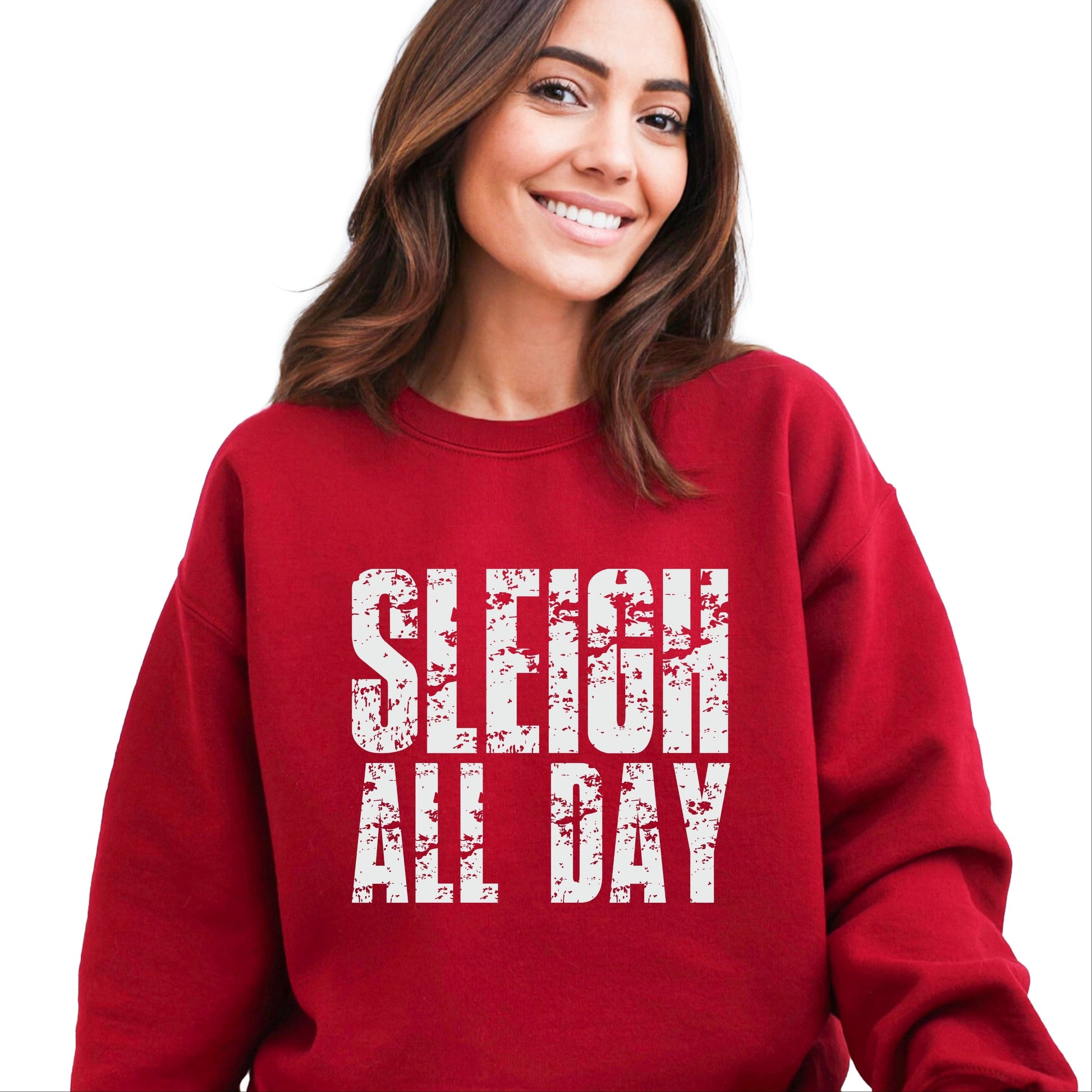 Sleigh All Day Block Distressed - Women's Graphic Sweatshirt