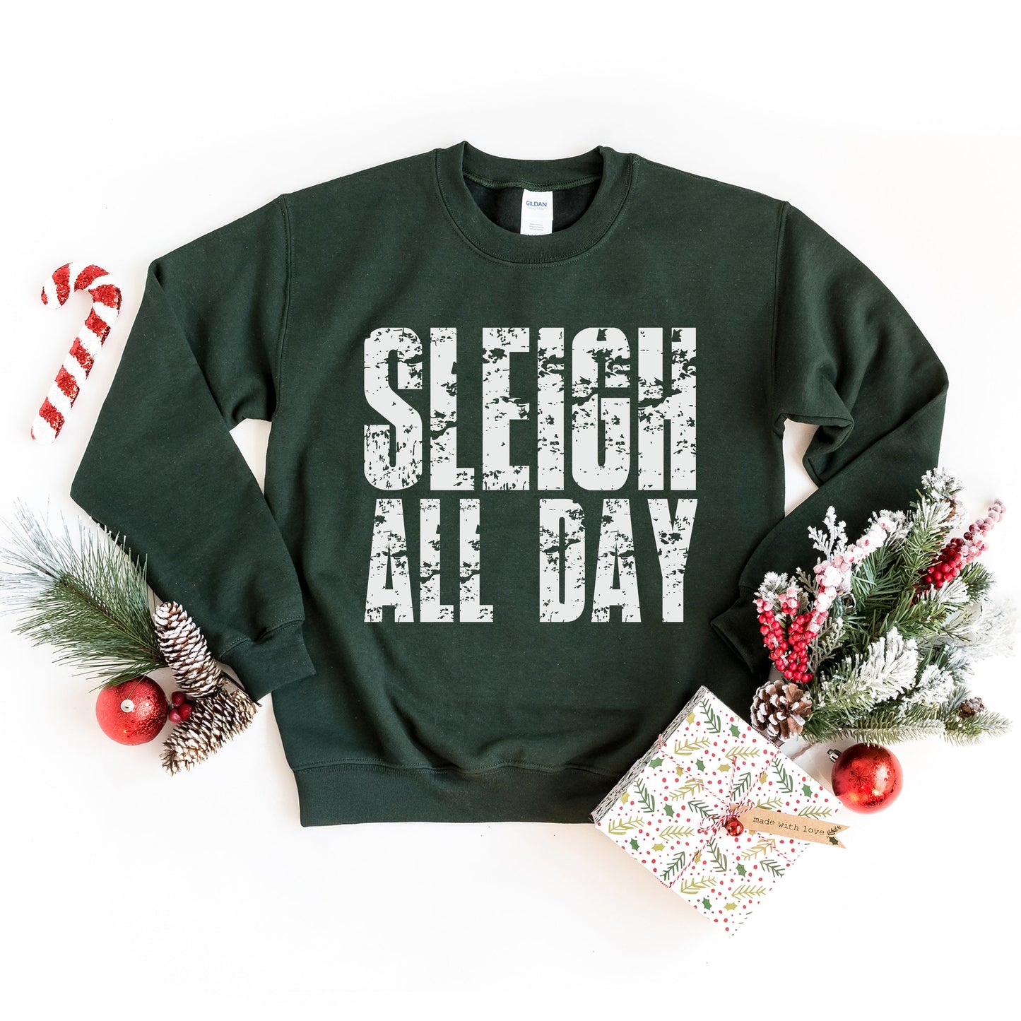 Sleigh All Day Block Distressed - Women's Graphic Sweatshirt