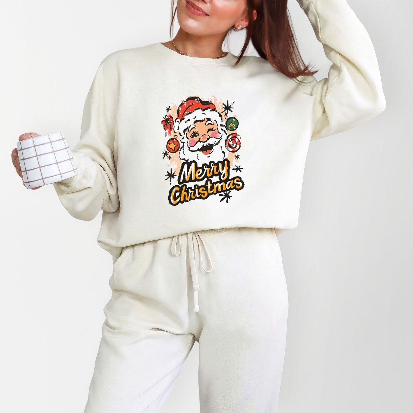 Merry Christmas Santa Wink - Women's Lightweight Garment Dyed Sweatshirt