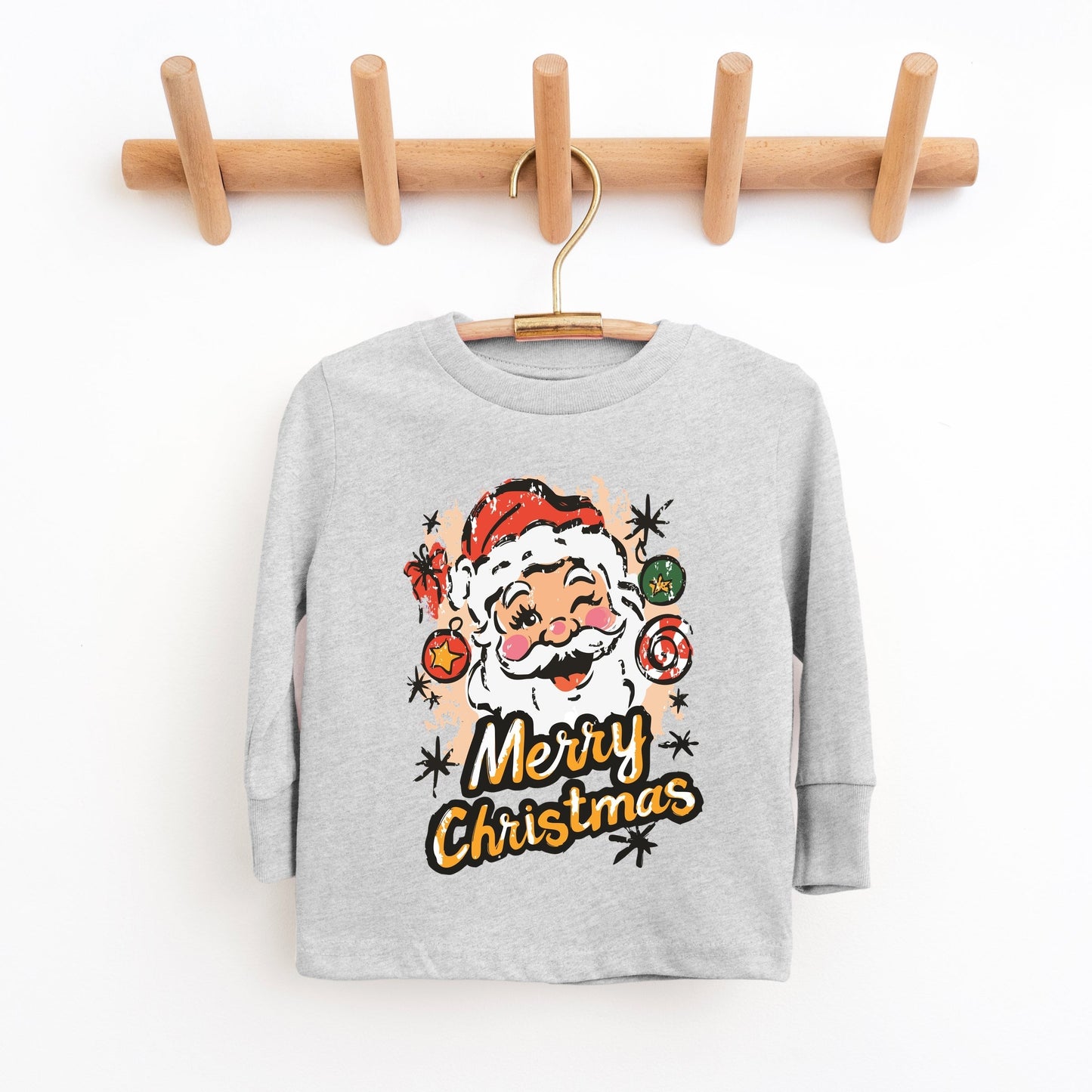 Merry Christmas Santa Wink - Youth Long Sleeve Graphic T-Shirt