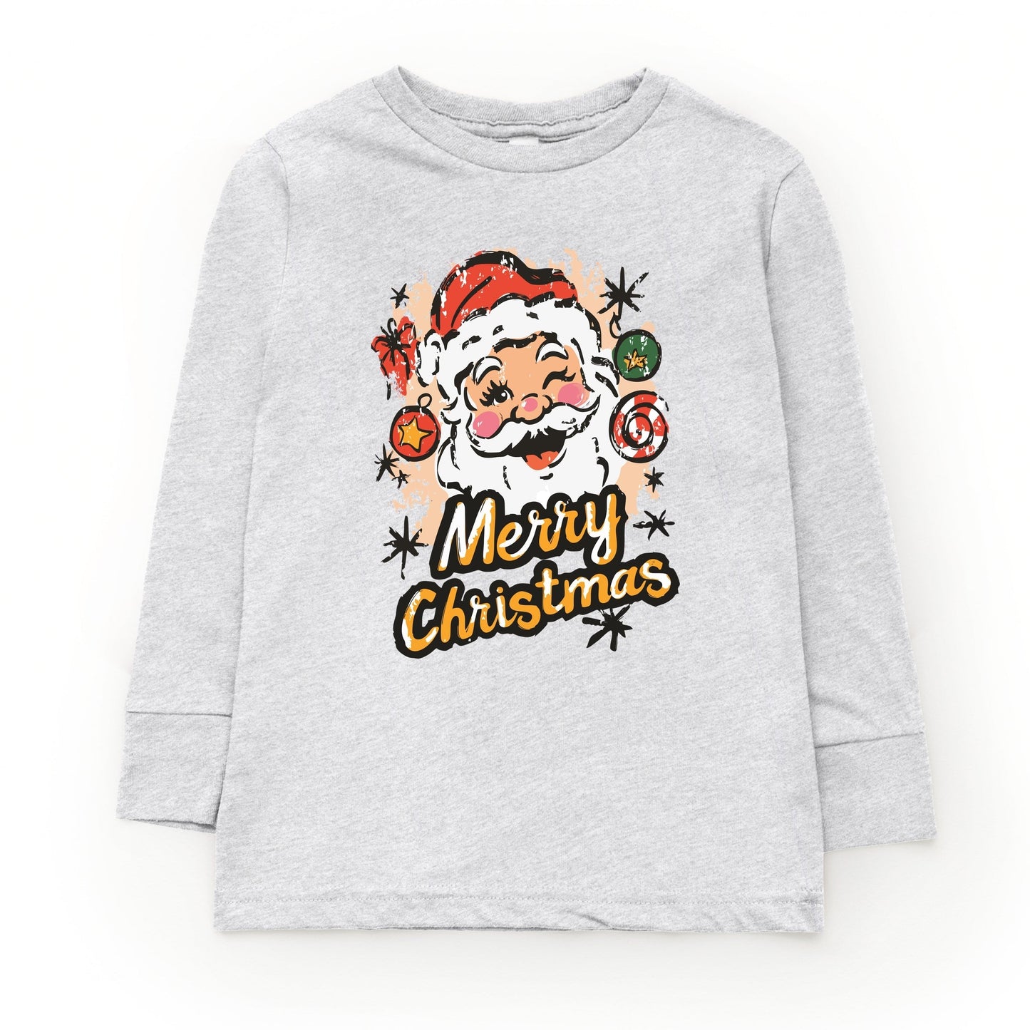 Merry Christmas Santa Wink - Youth Long Sleeve Graphic T-Shirt