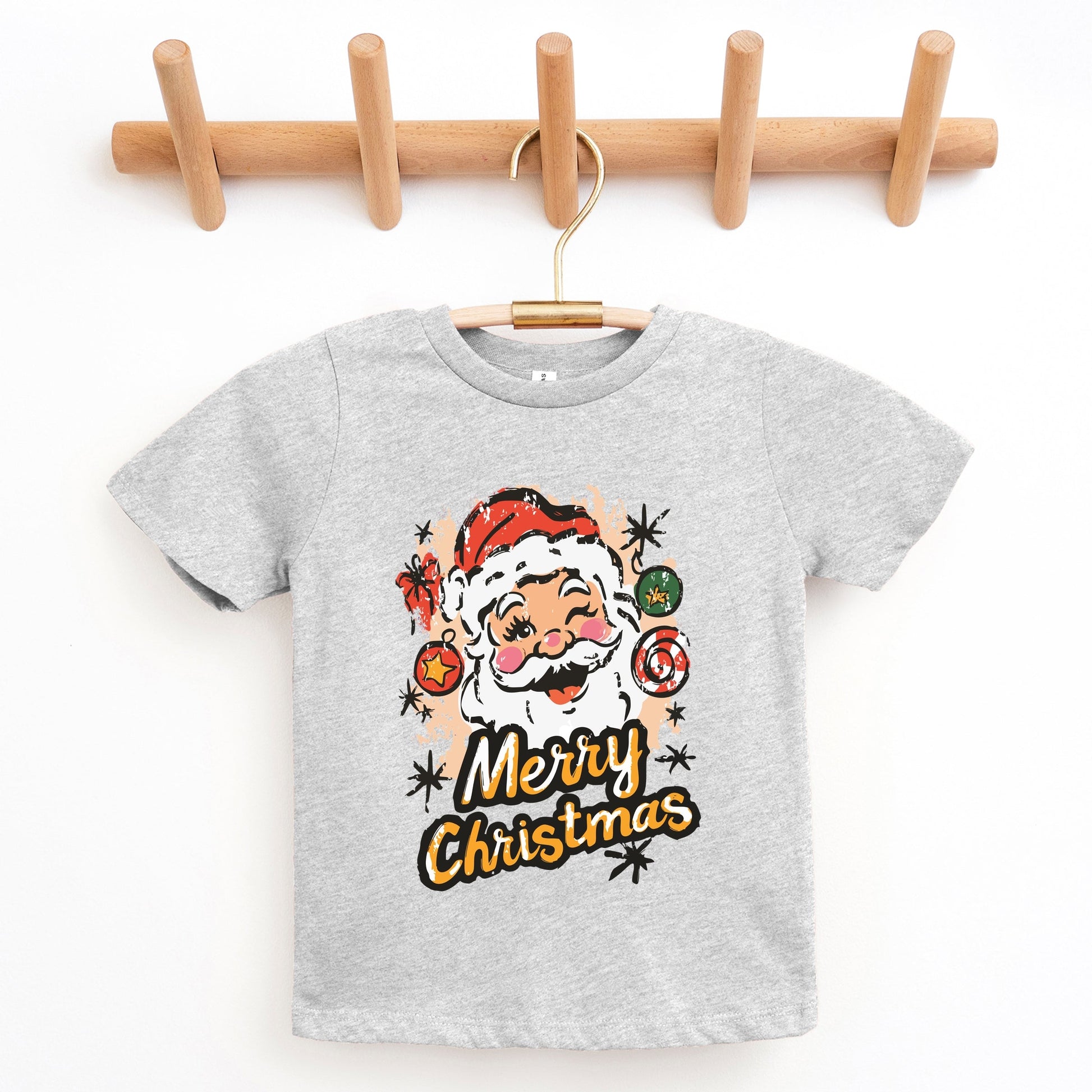 Merry Christmas Santa Wink - Youth Short Sleeve Graphic T-Shirt