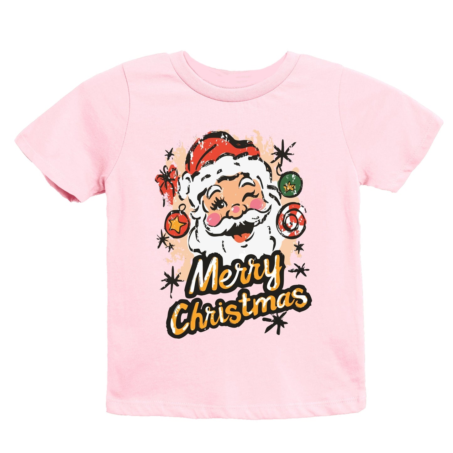 Merry Christmas Santa Wink - Youth Short Sleeve Graphic T-Shirt