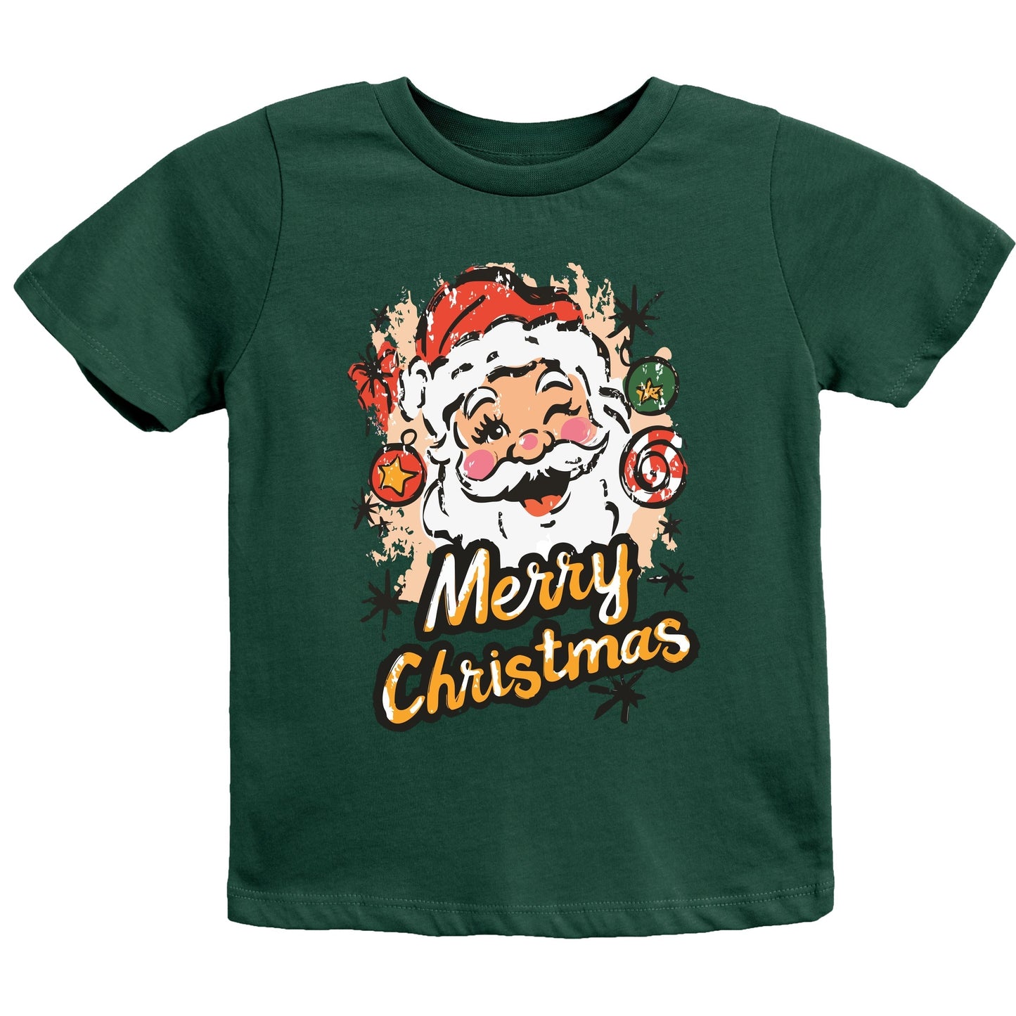 Merry Christmas Santa Wink - Youth Short Sleeve Graphic T-Shirt