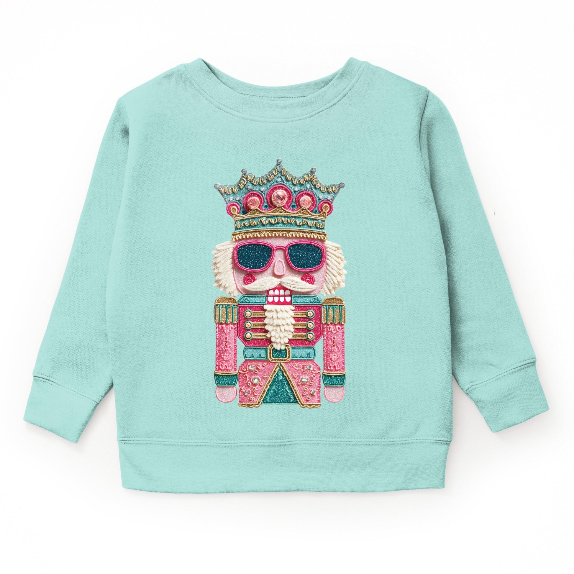 Pink and Teal Nutcracker Patchwork Print - Toddler Graphic Sweatshirt and Youth Graphic Sweatshirt