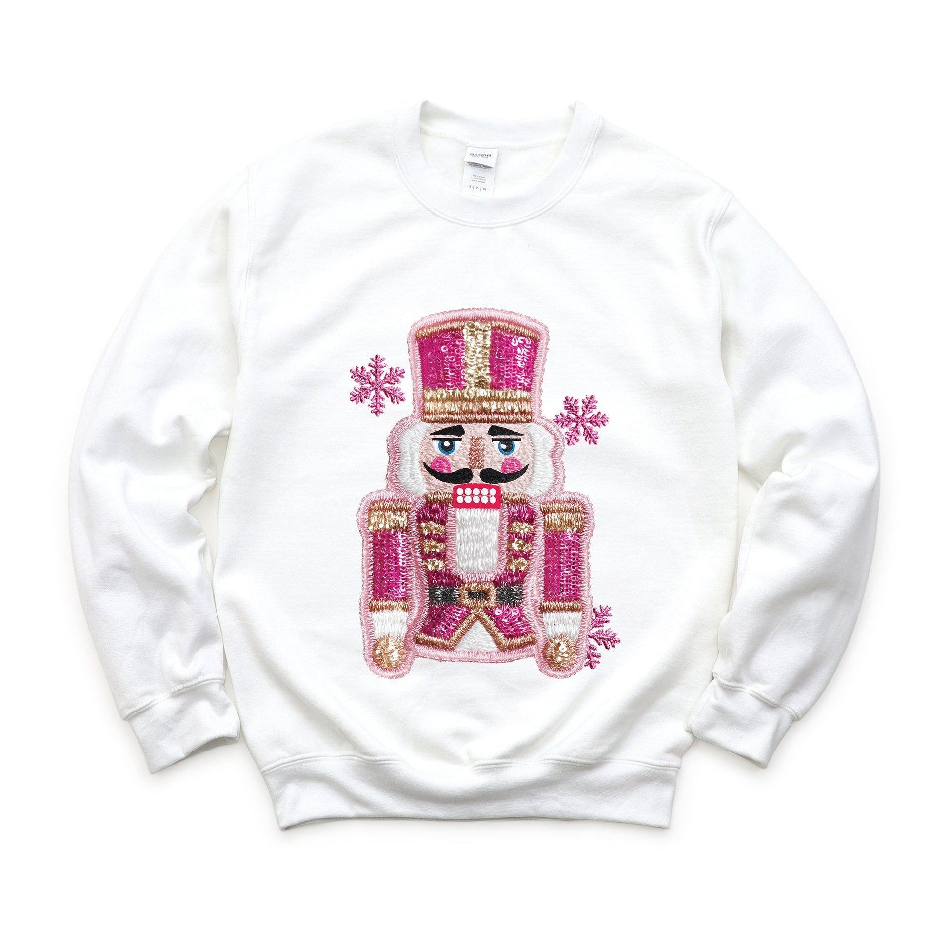 Pink Snowflake Nutcracker Patchwork Print - Women's Graphic Sweatshirt