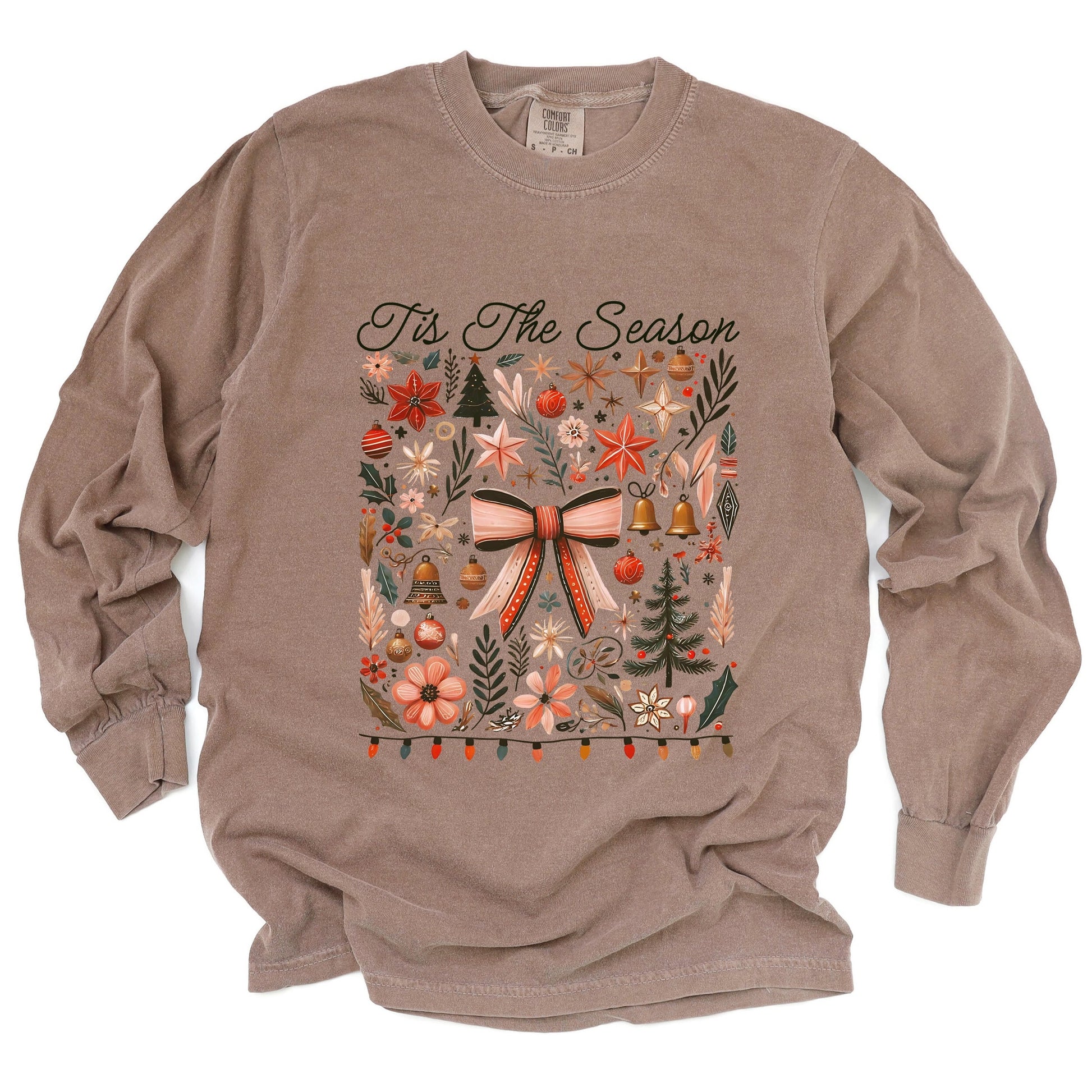 Tis The Season Coquette - Women's Garment Dyed Long Sleeve Graphic T-Shirt