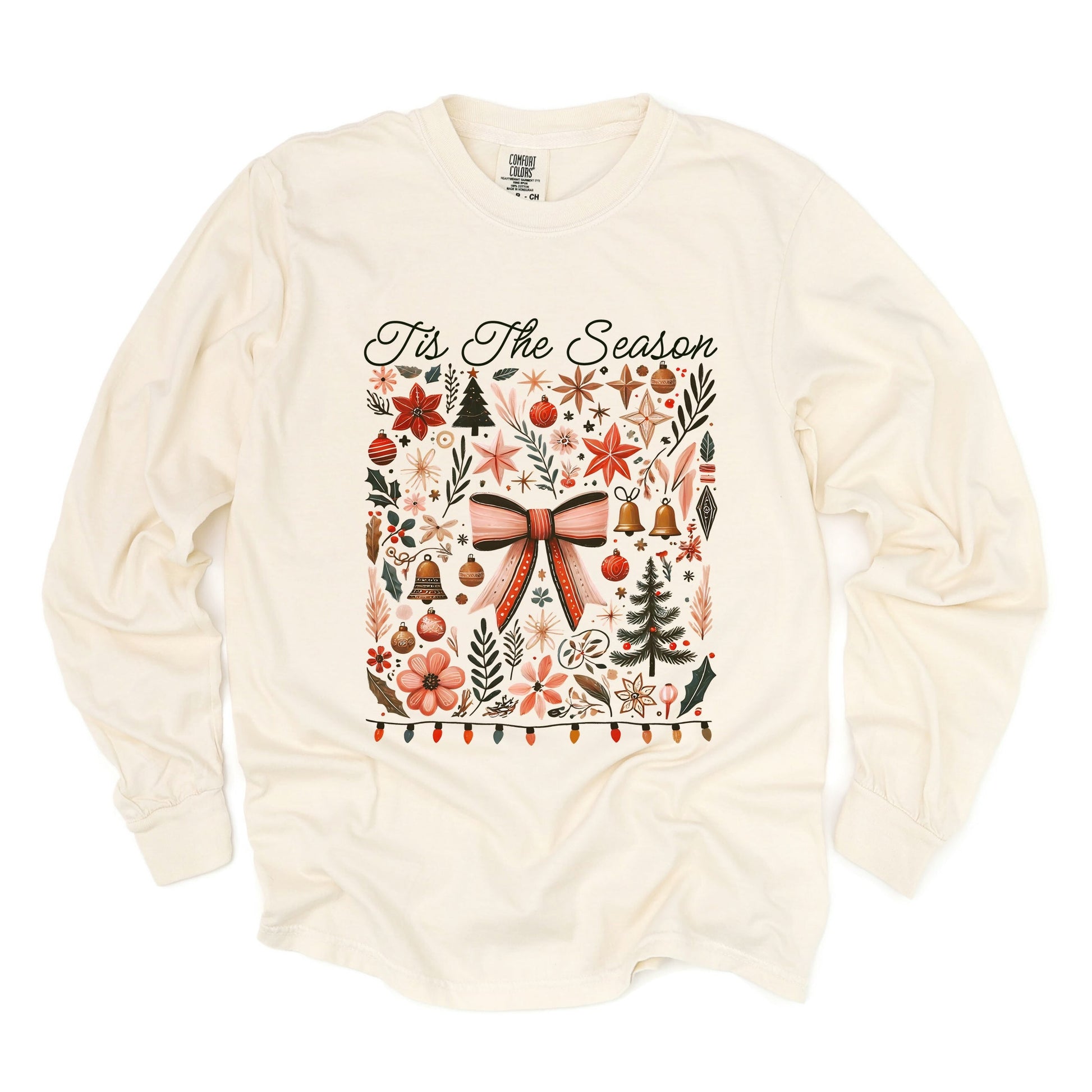 Tis The Season Coquette - Women's Garment Dyed Long Sleeve Graphic T-Shirt