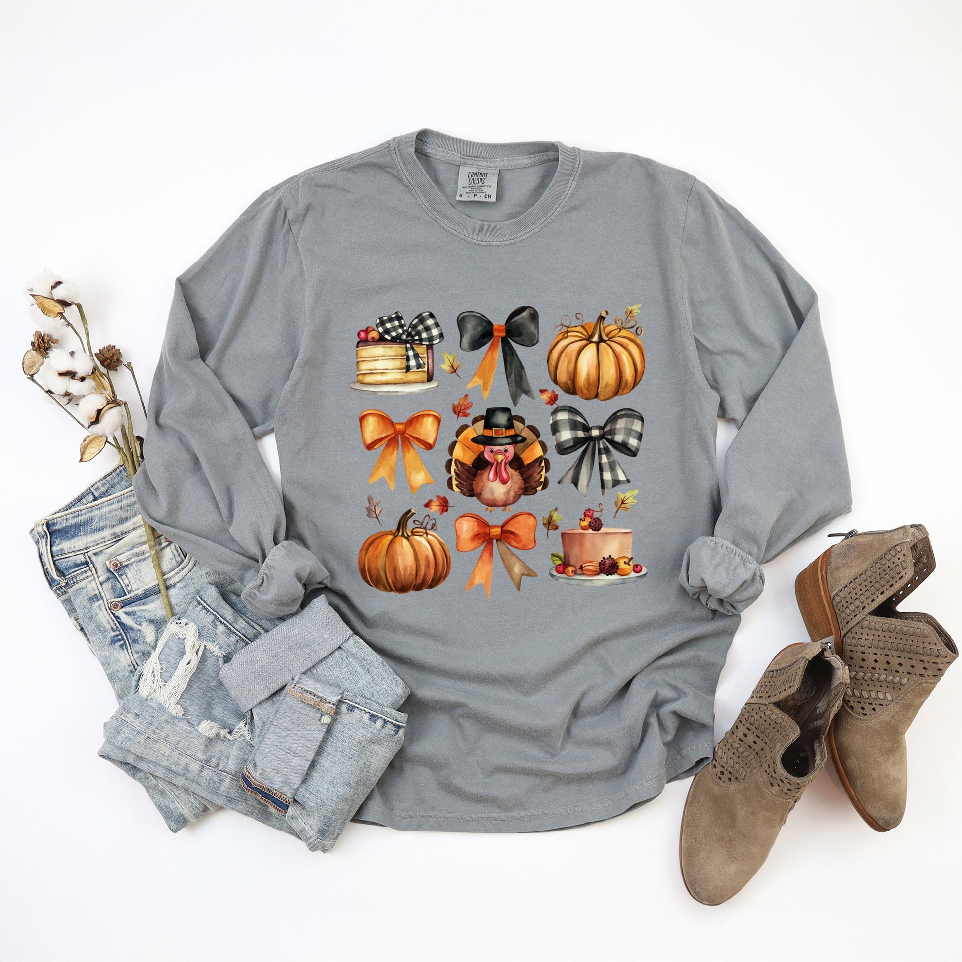 Turkey Coquette - Women's Garment Dyed Long Sleeve Graphic T-Shirt