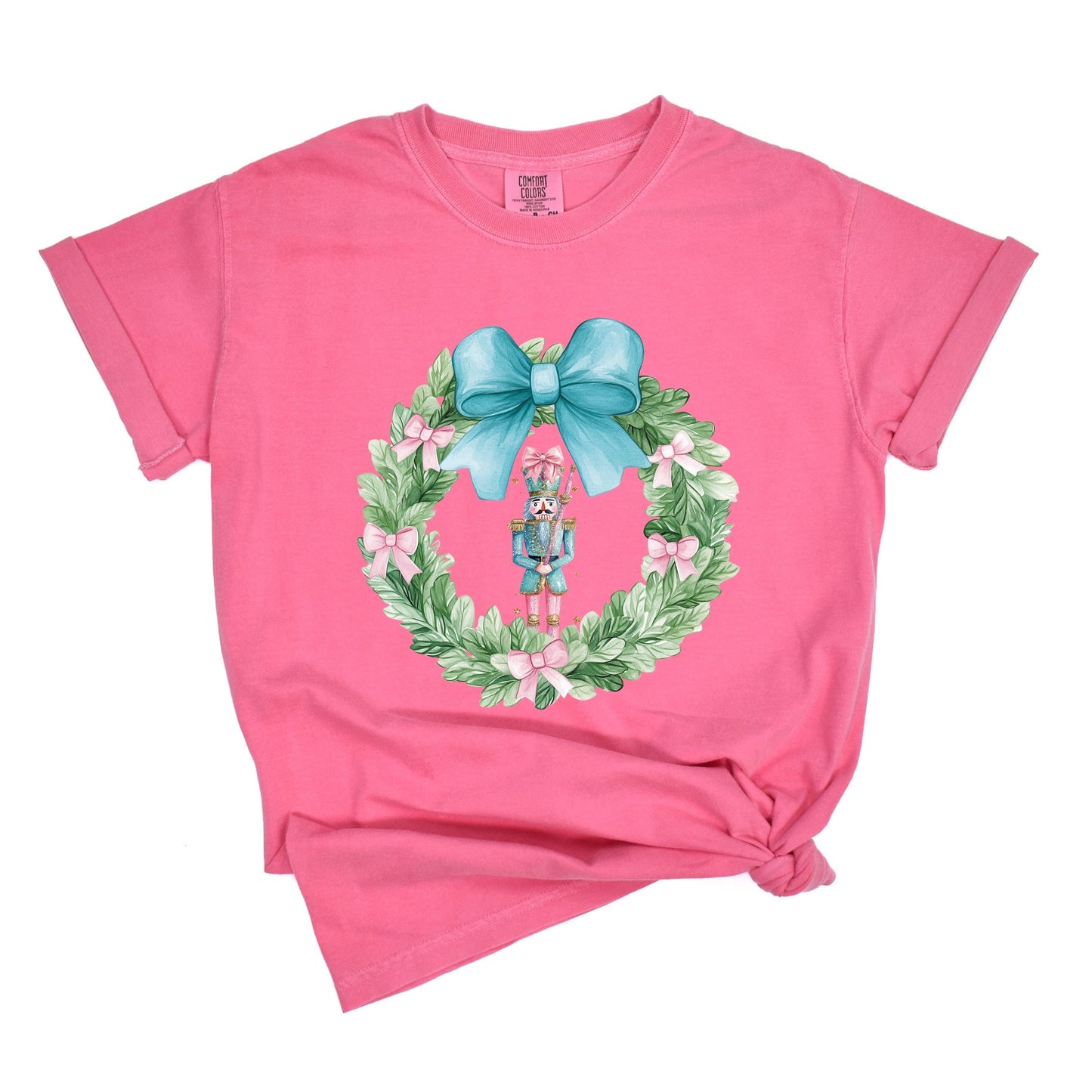 Nutcracker Wreath Coquette - Women's Garment Dyed Graphic T-Shirt