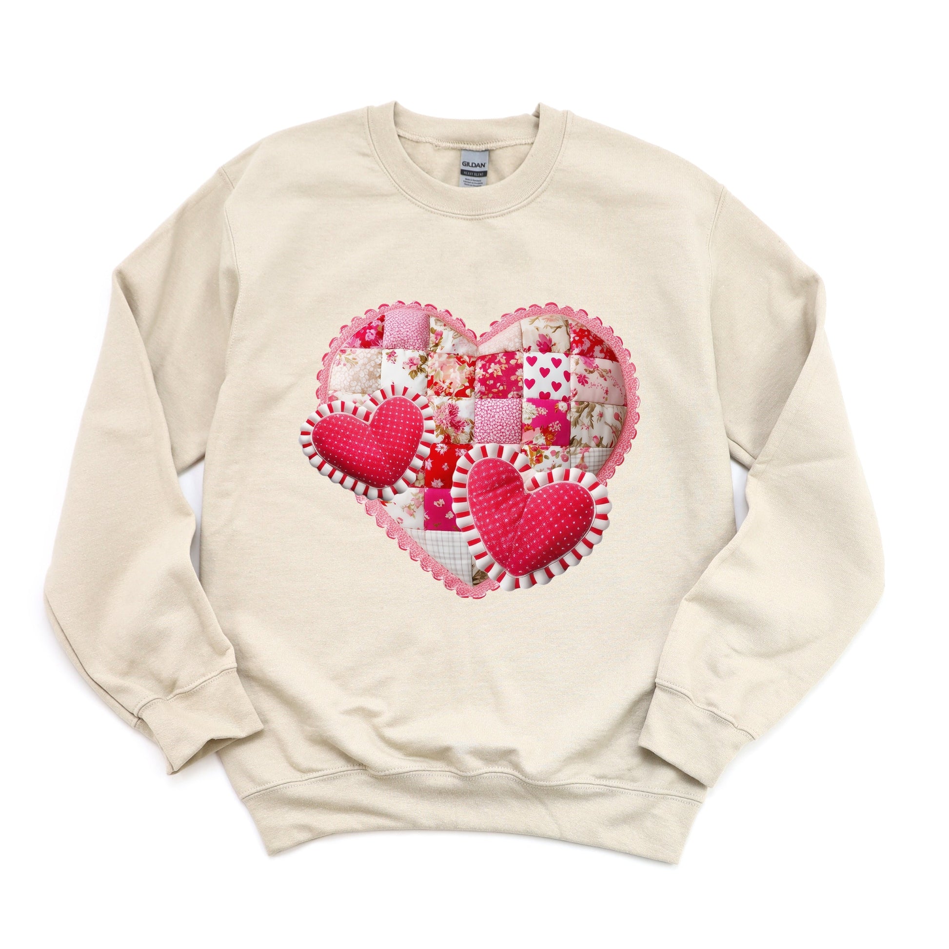 Hearts Patchwork Print - Women's Graphic Sweatshirt