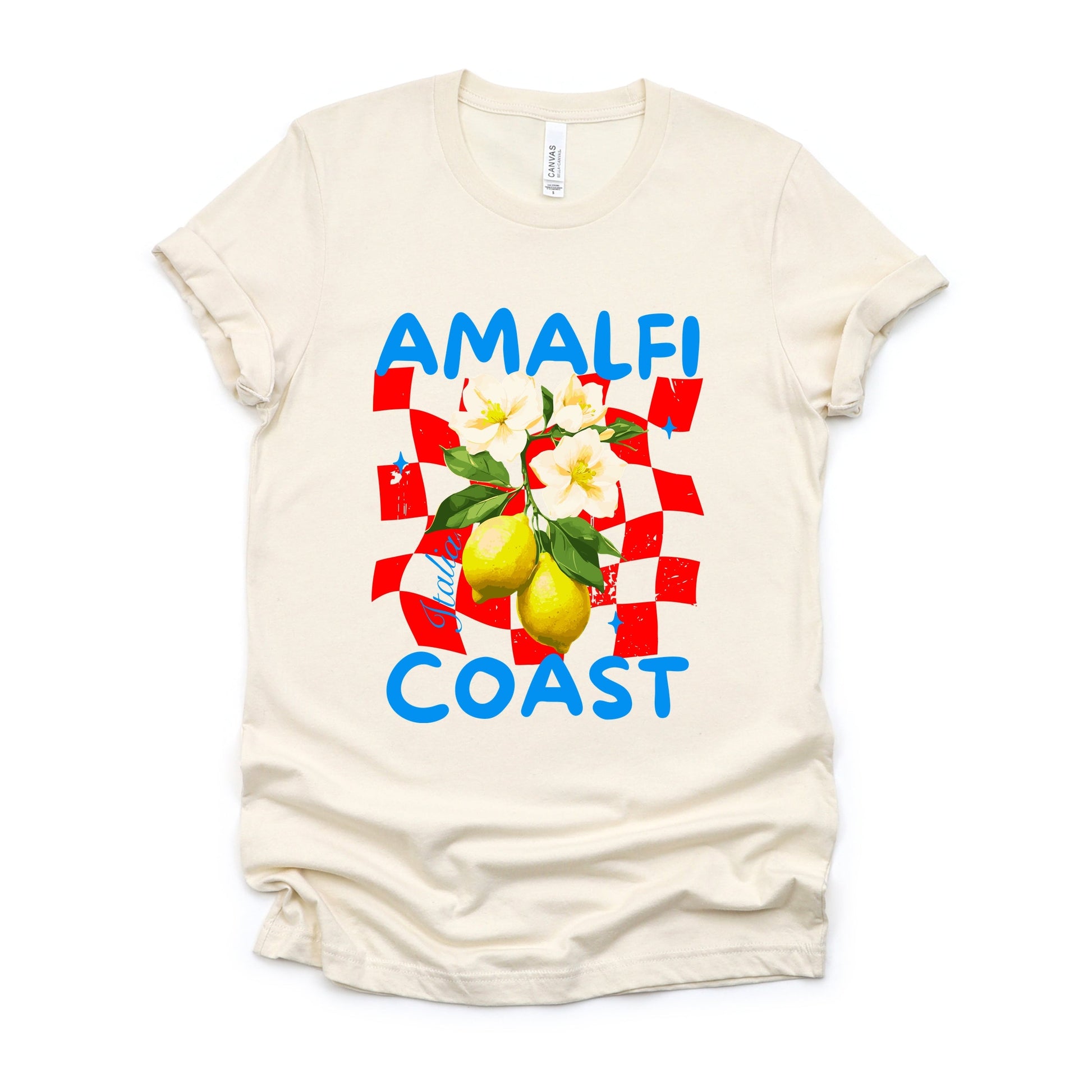 Amalfi Coast Red Checkerboard - Women's Short Sleeve Graphic T-Shirt
