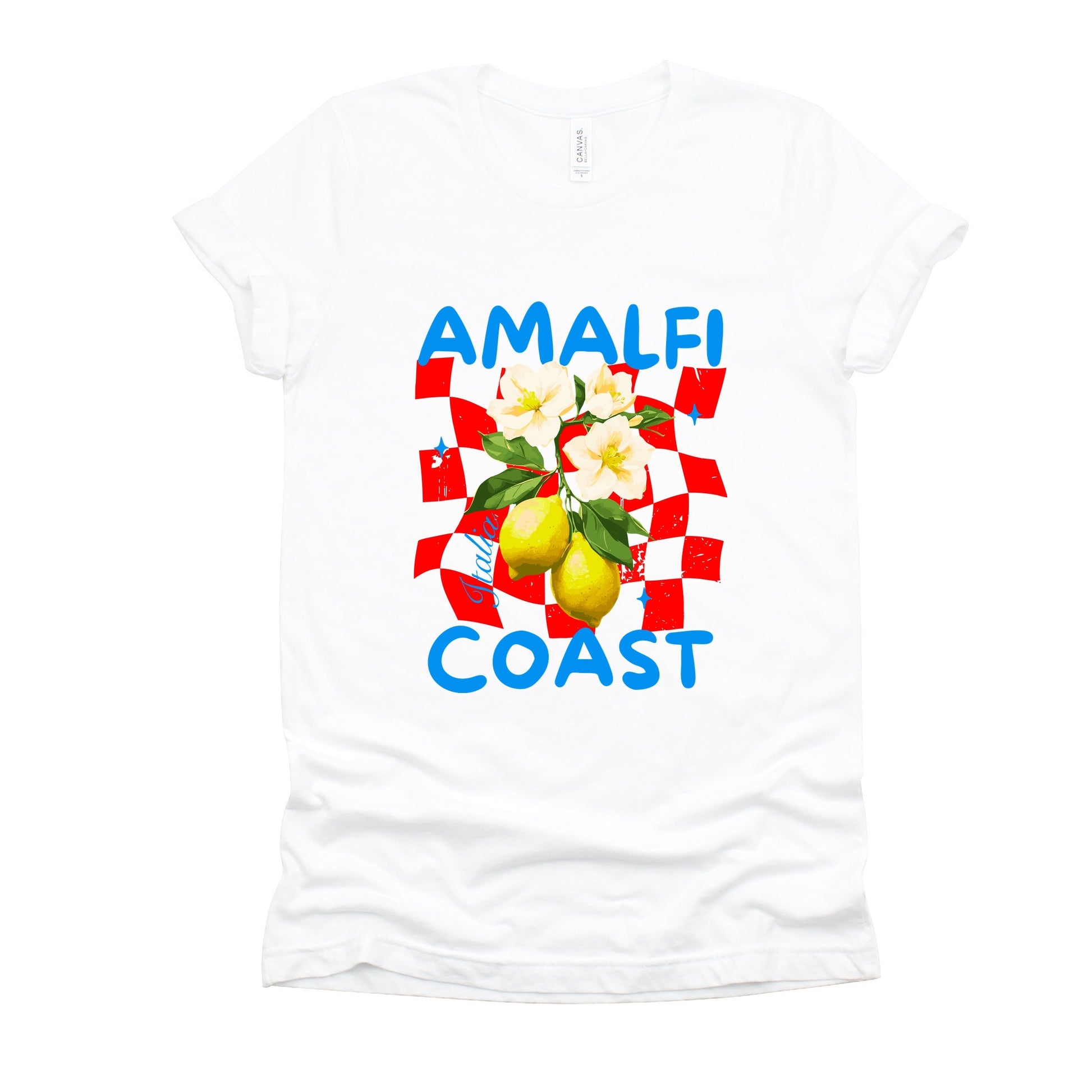Amalfi Coast Red Checkerboard - Women's Short Sleeve Graphic T-Shirt