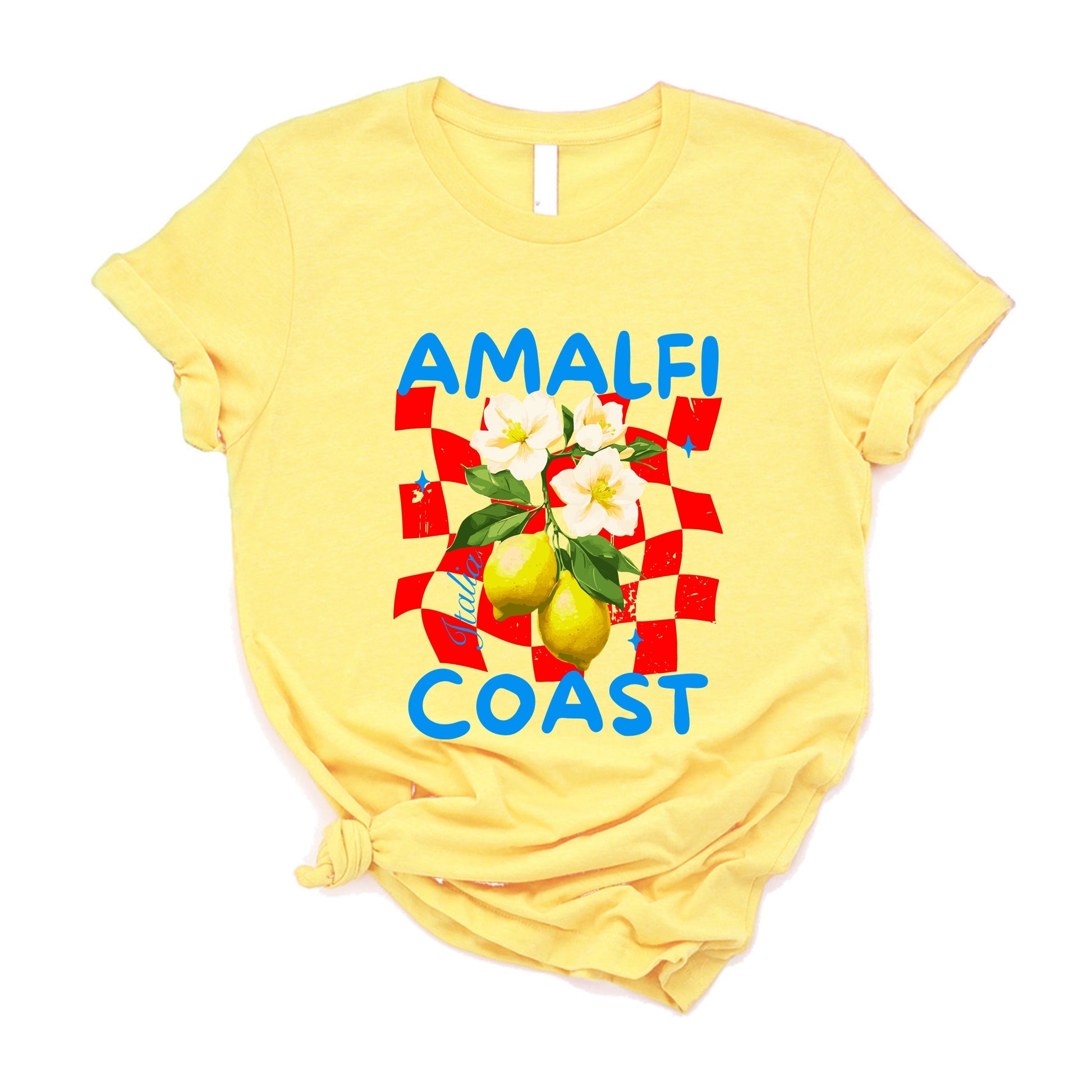 Amalfi Coast Red Checkerboard - Women's Short Sleeve Graphic T-Shirt