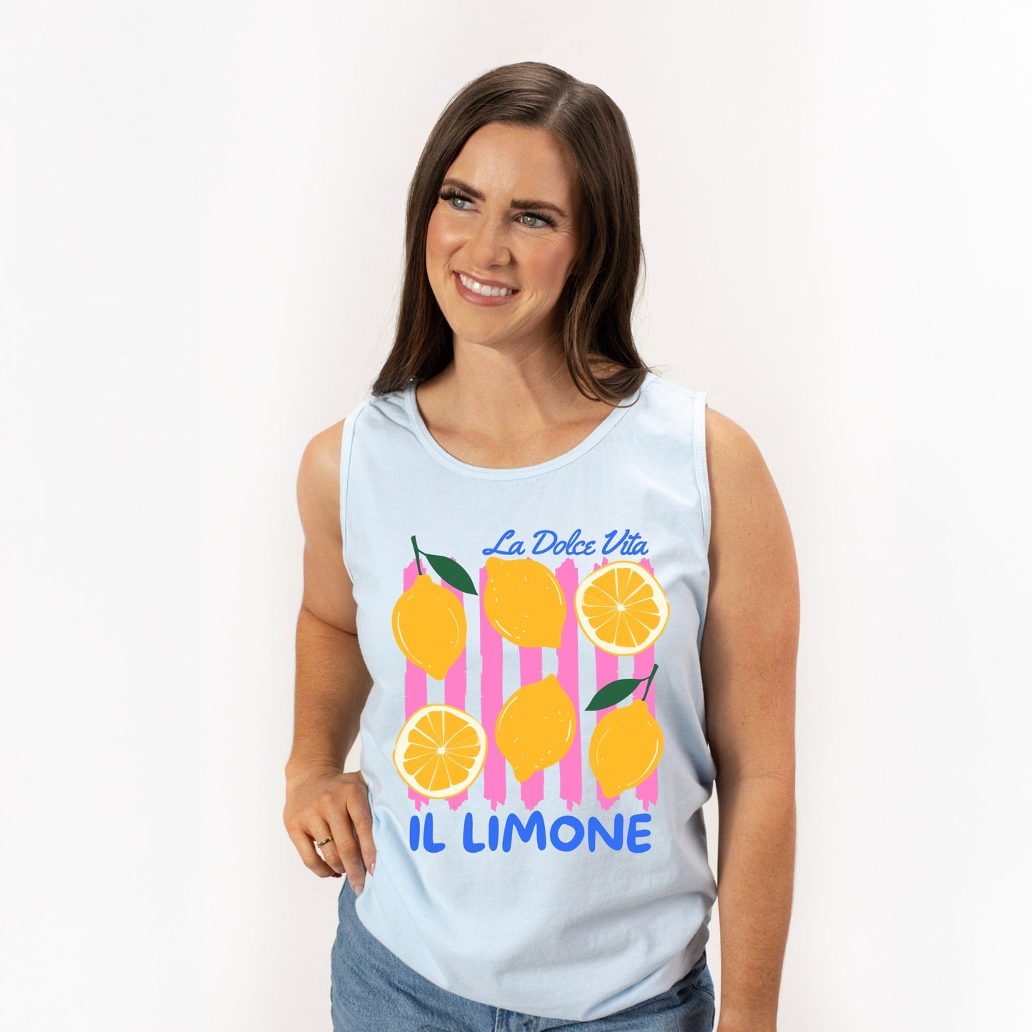 La Dolce Vita Lemons - Women's Garment Dyed Graphic Tank Top