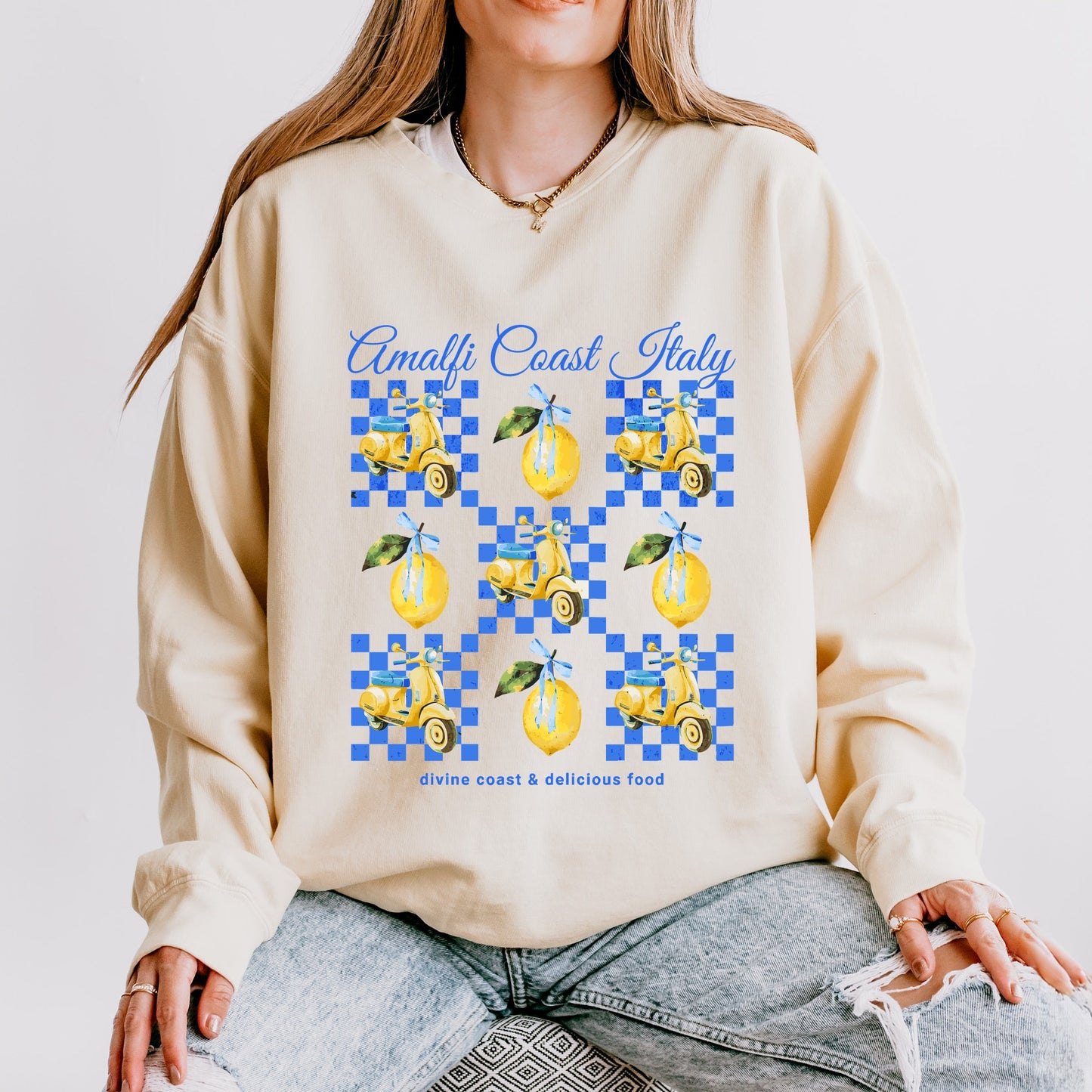 Amalfi Coast Italy Lemons - Women's Lightweight Garment Dyed Sweatshirt
