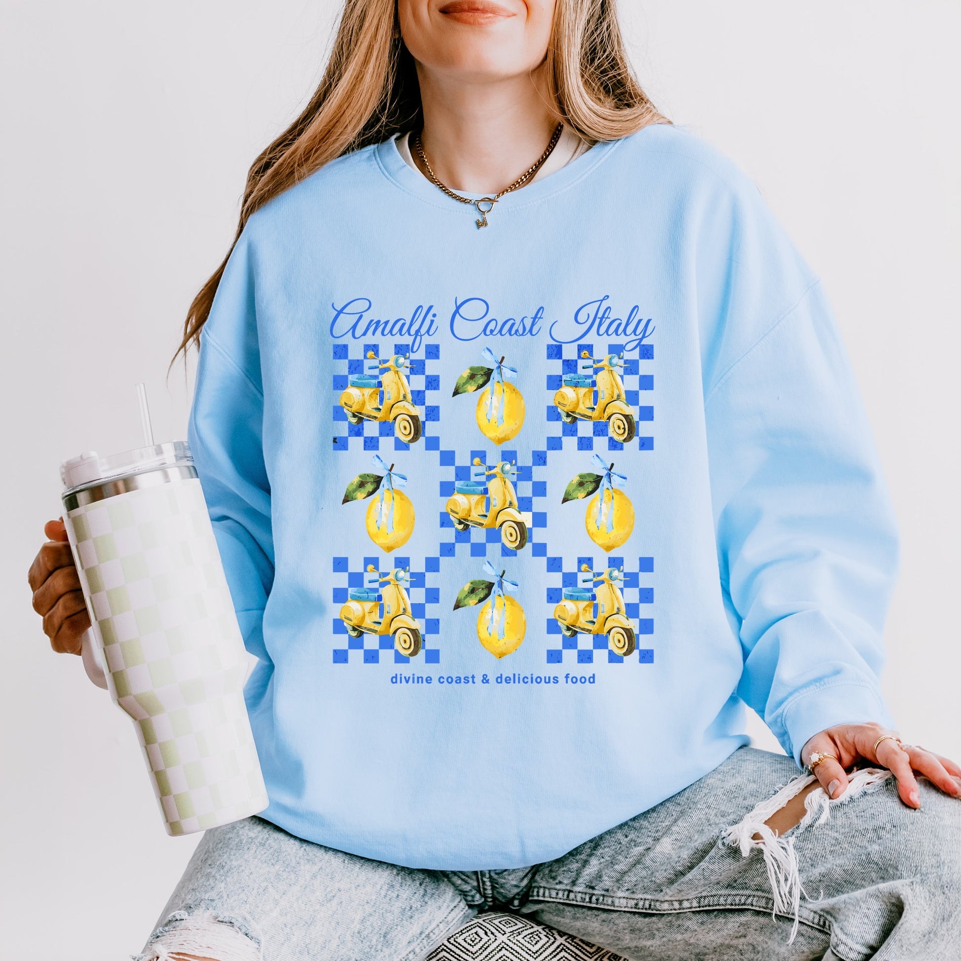 Amalfi Coast Italy Lemons - Women's Lightweight Garment Dyed Sweatshirt