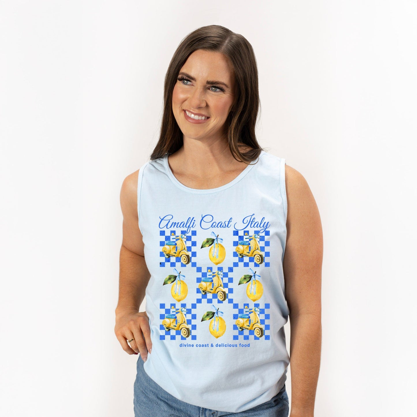Amalfi Coast Italy Lemons - Women's Garment Dyed Graphic Tank Top