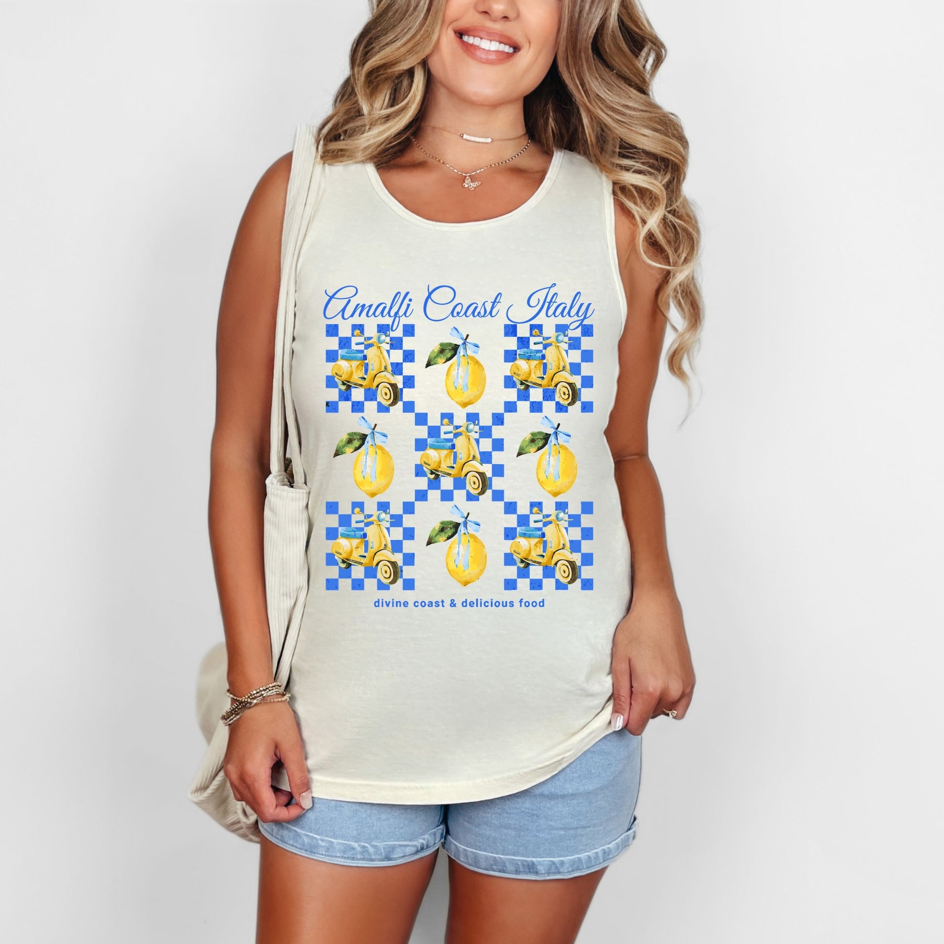 Amalfi Coast Italy Lemons - Women's Garment Dyed Graphic Tank Top