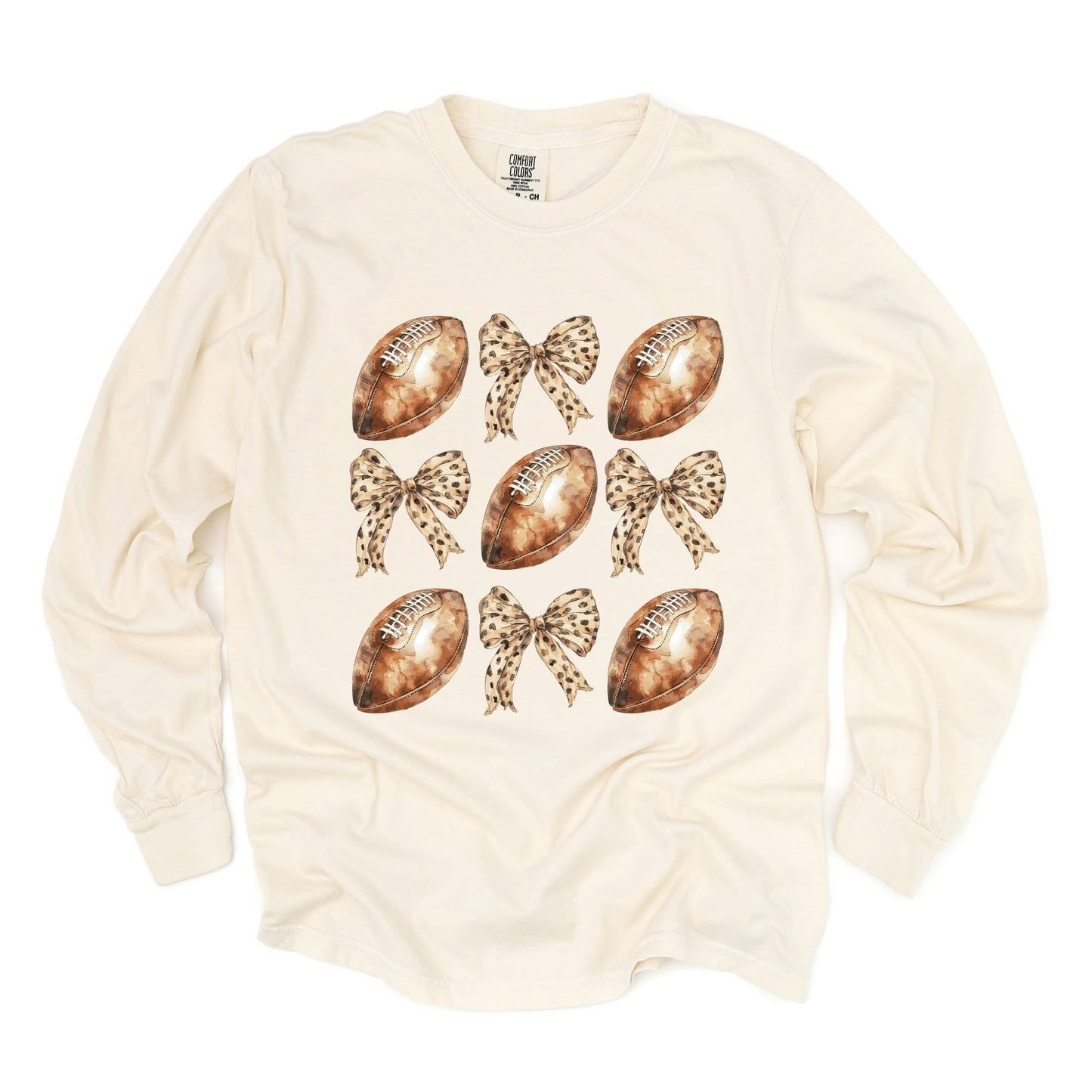 Coquette Football Chart - Women's Garment Dyed Long Sleeve Graphic T-Shirt