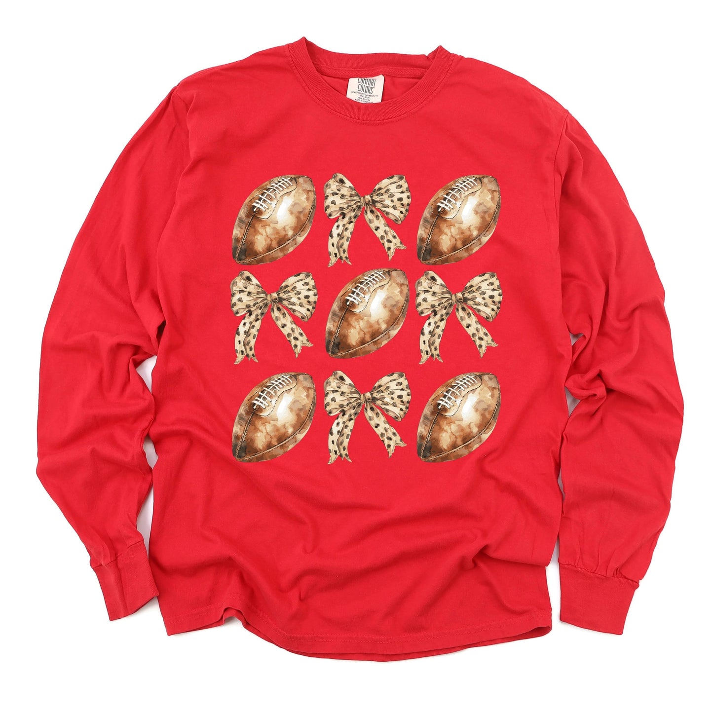 Coquette Football Chart - Women's Garment Dyed Long Sleeve Graphic T-Shirt