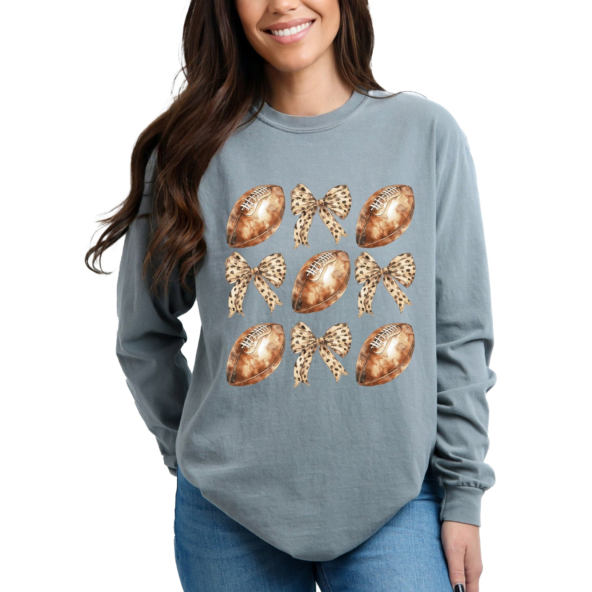 Coquette Football Chart - Women's Garment Dyed Long Sleeve Graphic T-Shirt