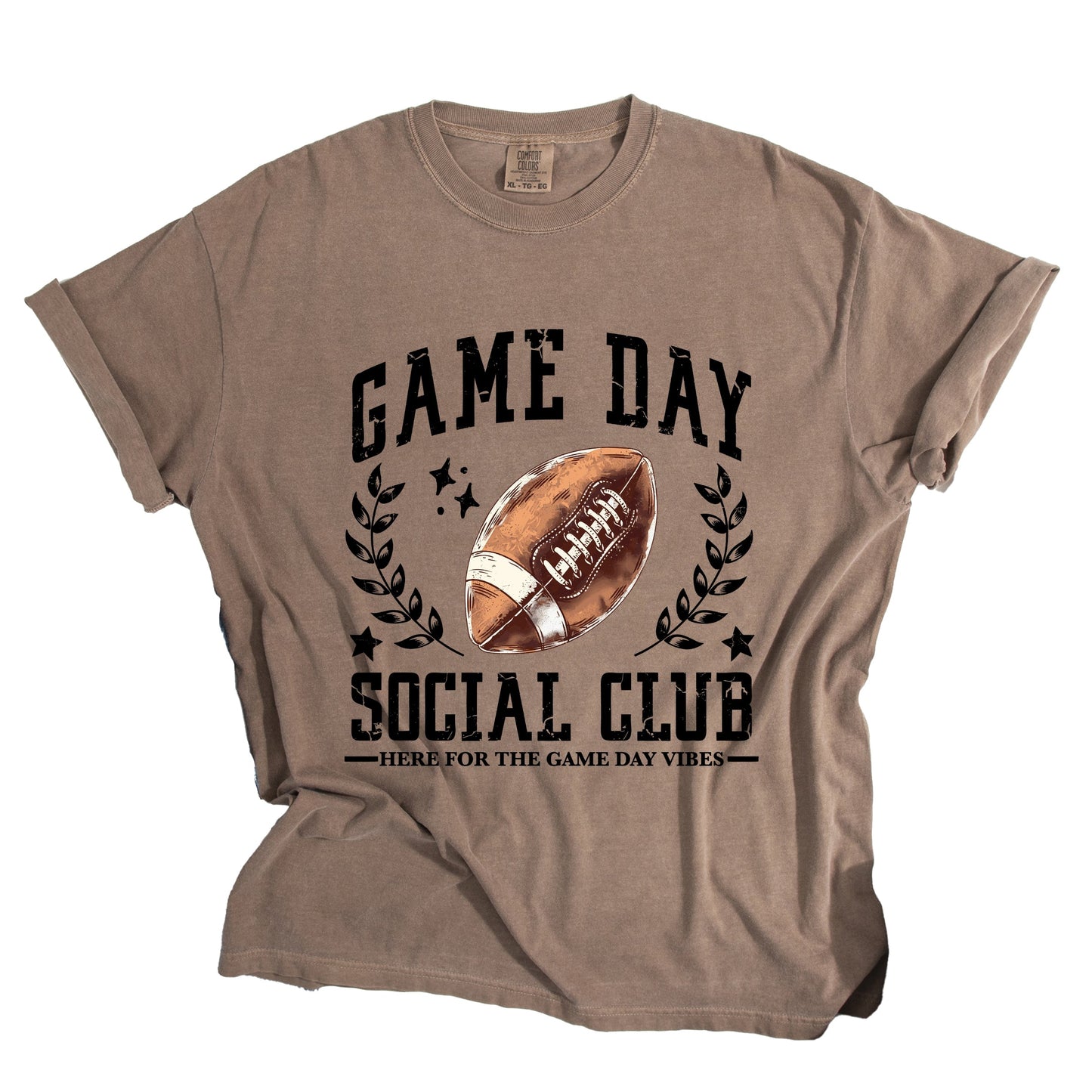 Football Game Day Social Club - Women's Garment Dyed Graphic T-Shirt