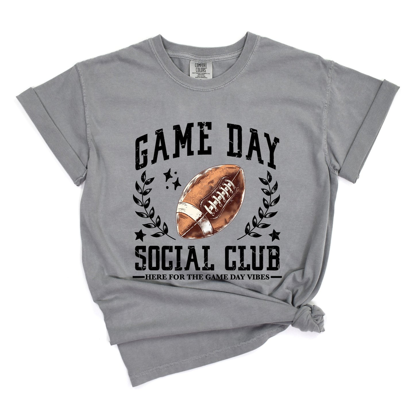 Football Game Day Social Club - Women's Garment Dyed Graphic T-Shirt