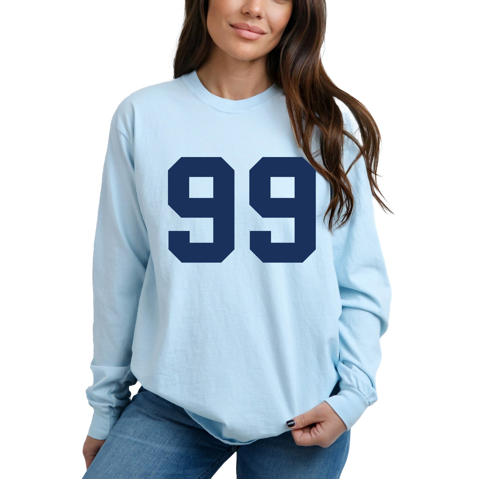 Football Jersey 99 - Womens Garment Dyed Long Sleeve