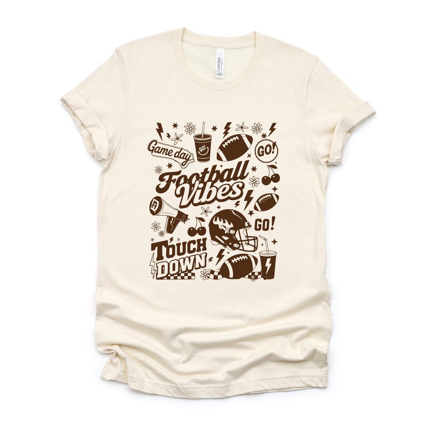 Football Vibes Touchdown Collage - Womens Short Sleeve Tee